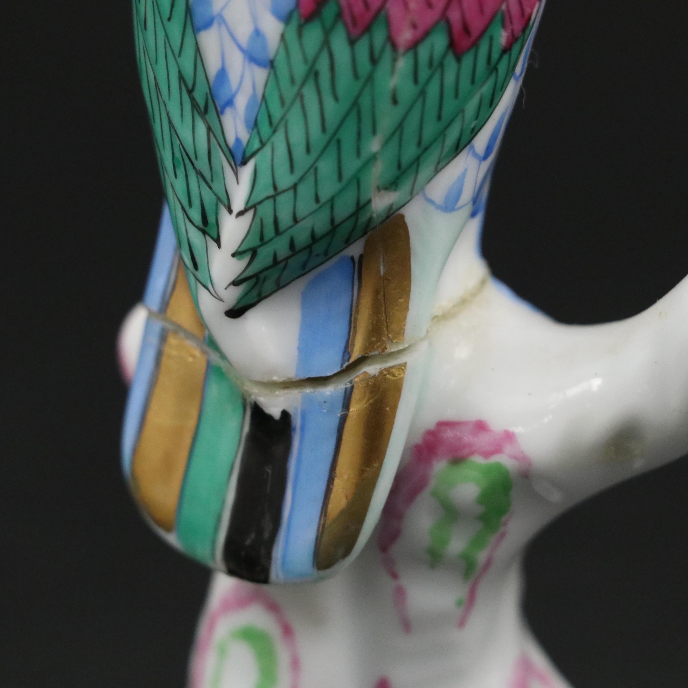 Herend Rust Fishnet with Gold "Seahorse" and More Herend Porcelain Figurines