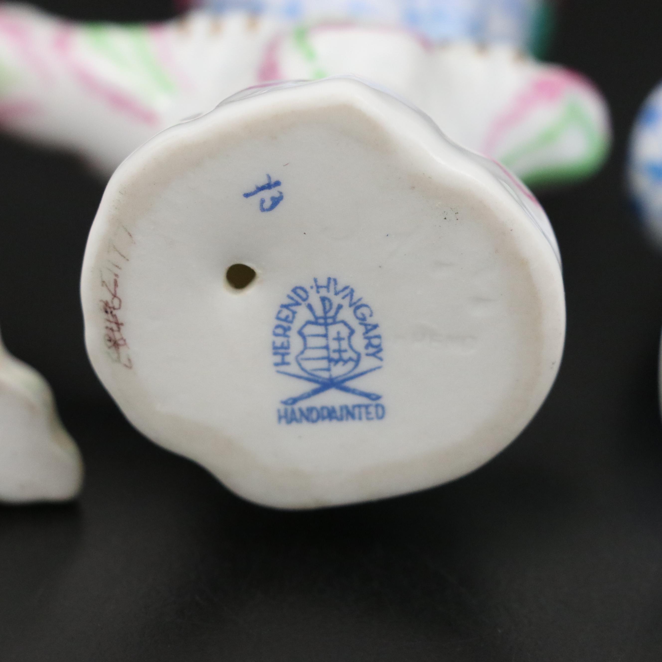 Herend Rust Fishnet with Gold "Seahorse" and More Herend Porcelain Figurines