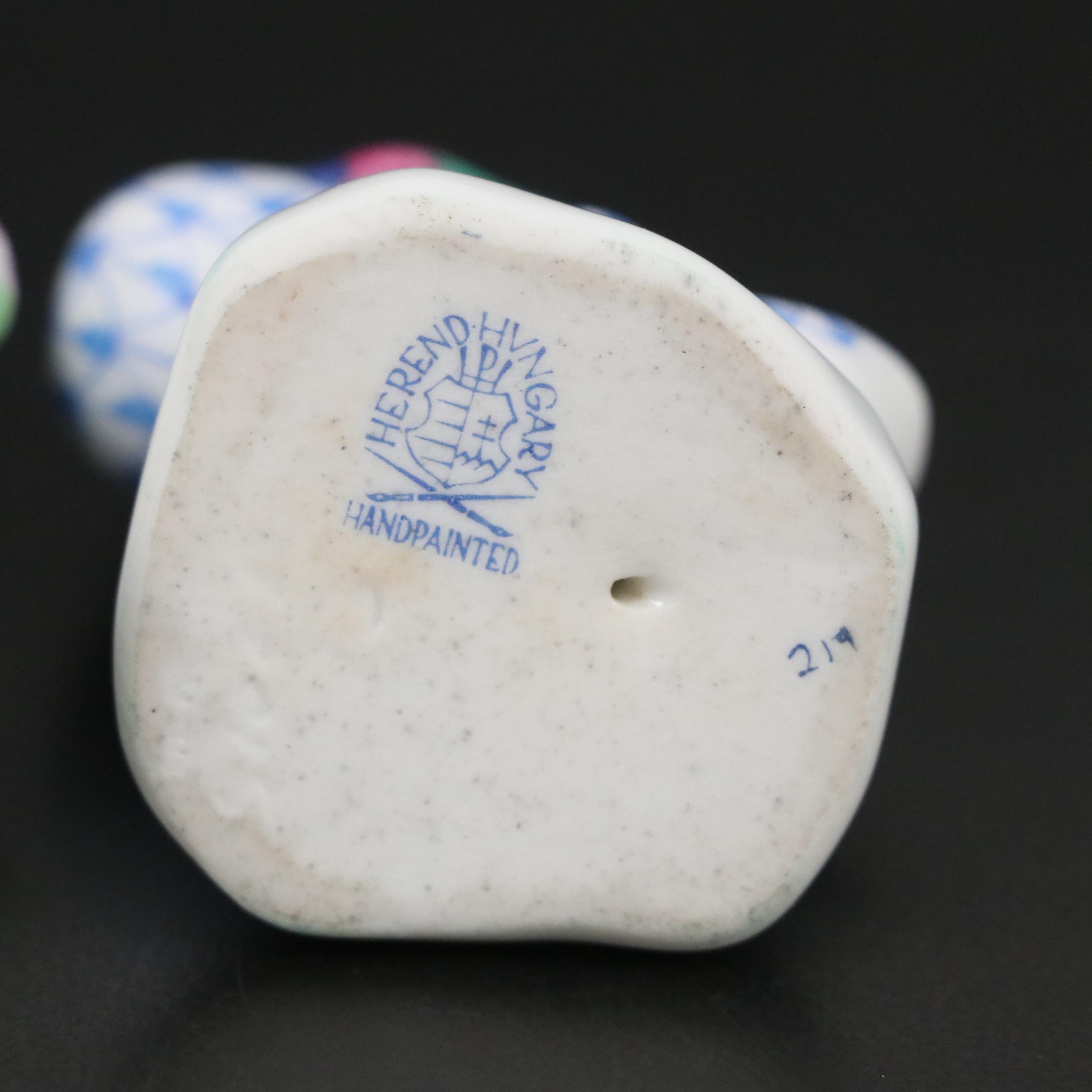 Herend Rust Fishnet with Gold "Seahorse" and More Herend Porcelain Figurines