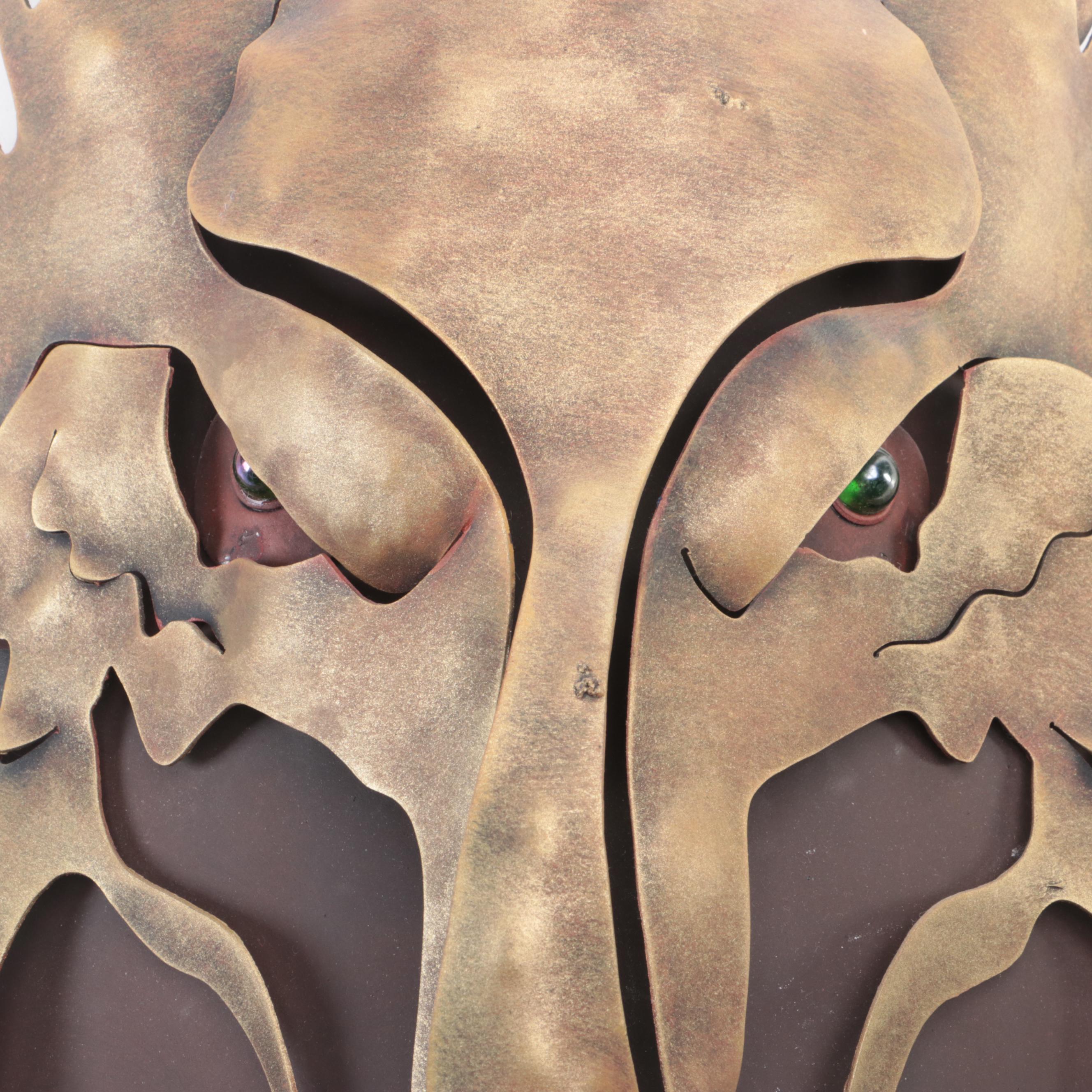 Southwestern Style Handmade Metal Wolf Decorative Mask