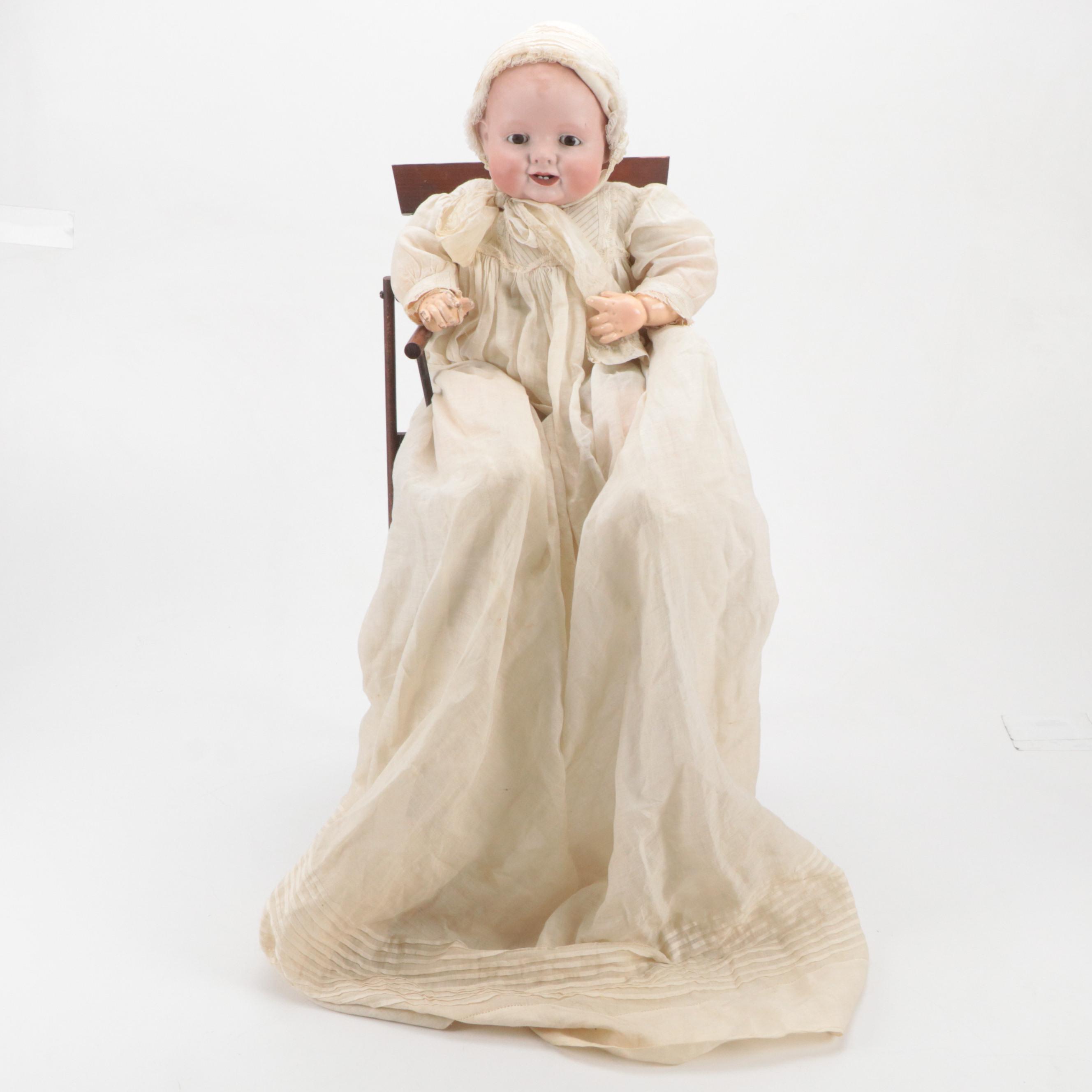 Alt, Beck & Gottschalk "Bonnie Babe" Bisque and Composition Doll with Chair