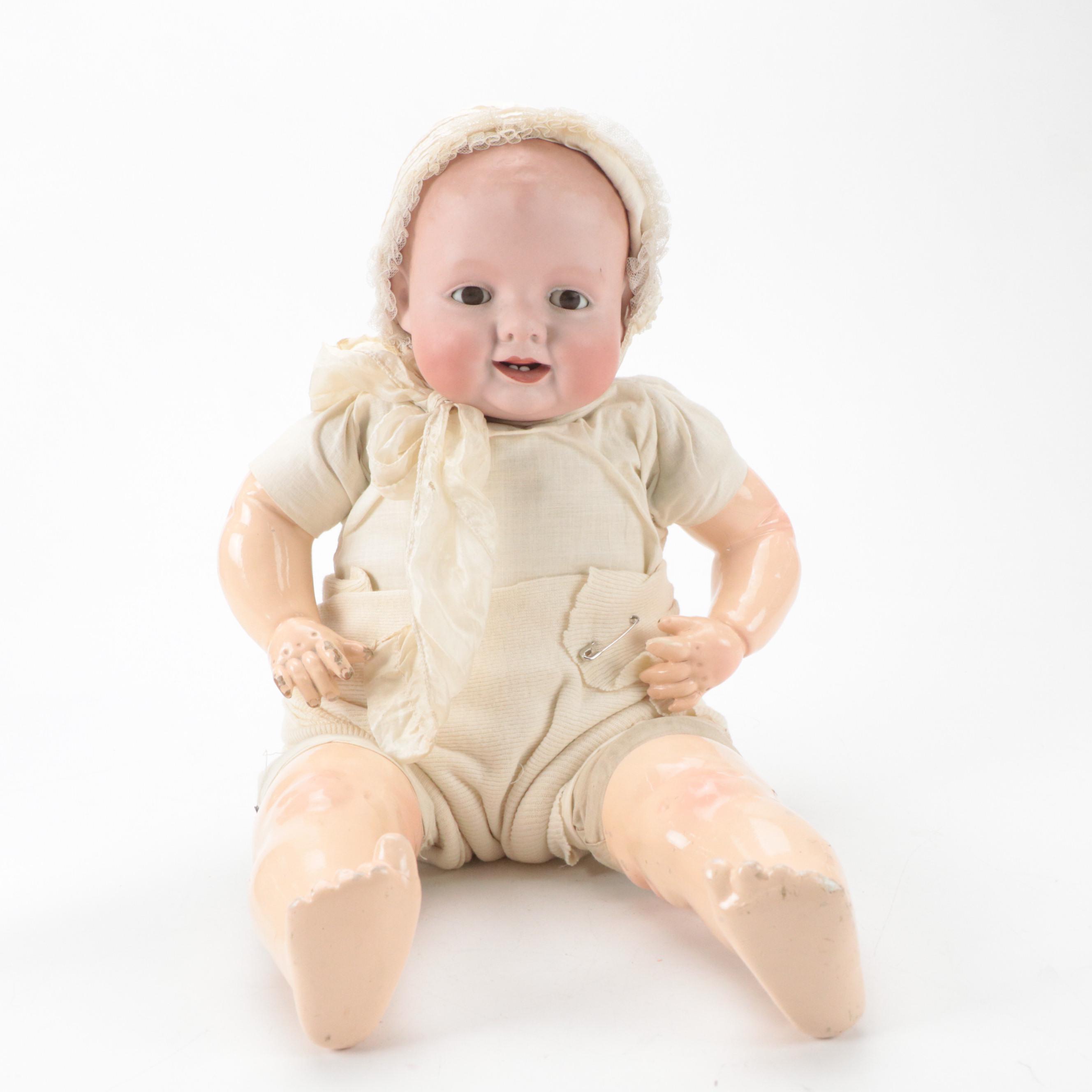 Alt, Beck & Gottschalk "Bonnie Babe" Bisque and Composition Doll with Chair