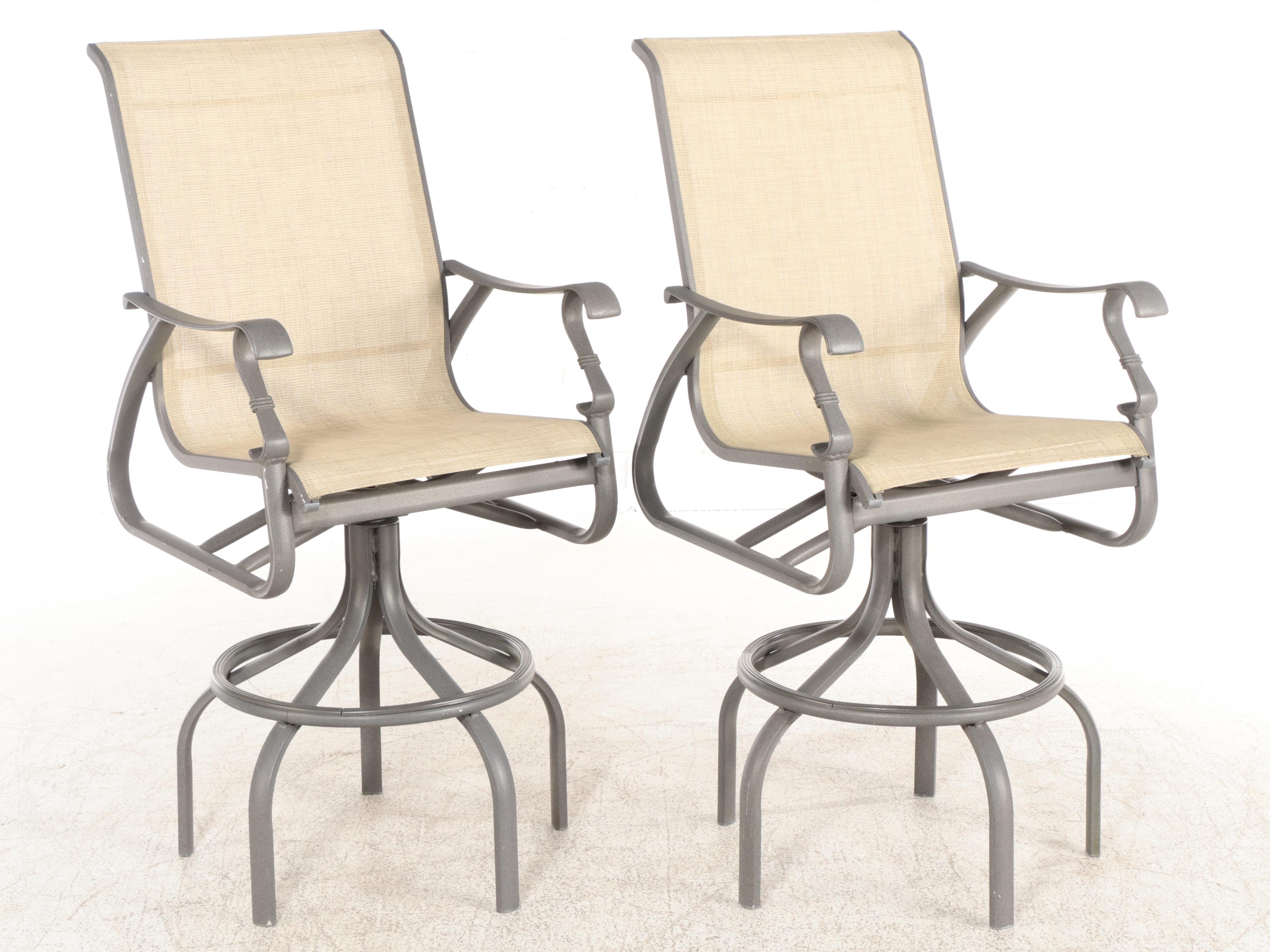 Cast Aluminum Bar Height Bistro Table and Swivel Chairs