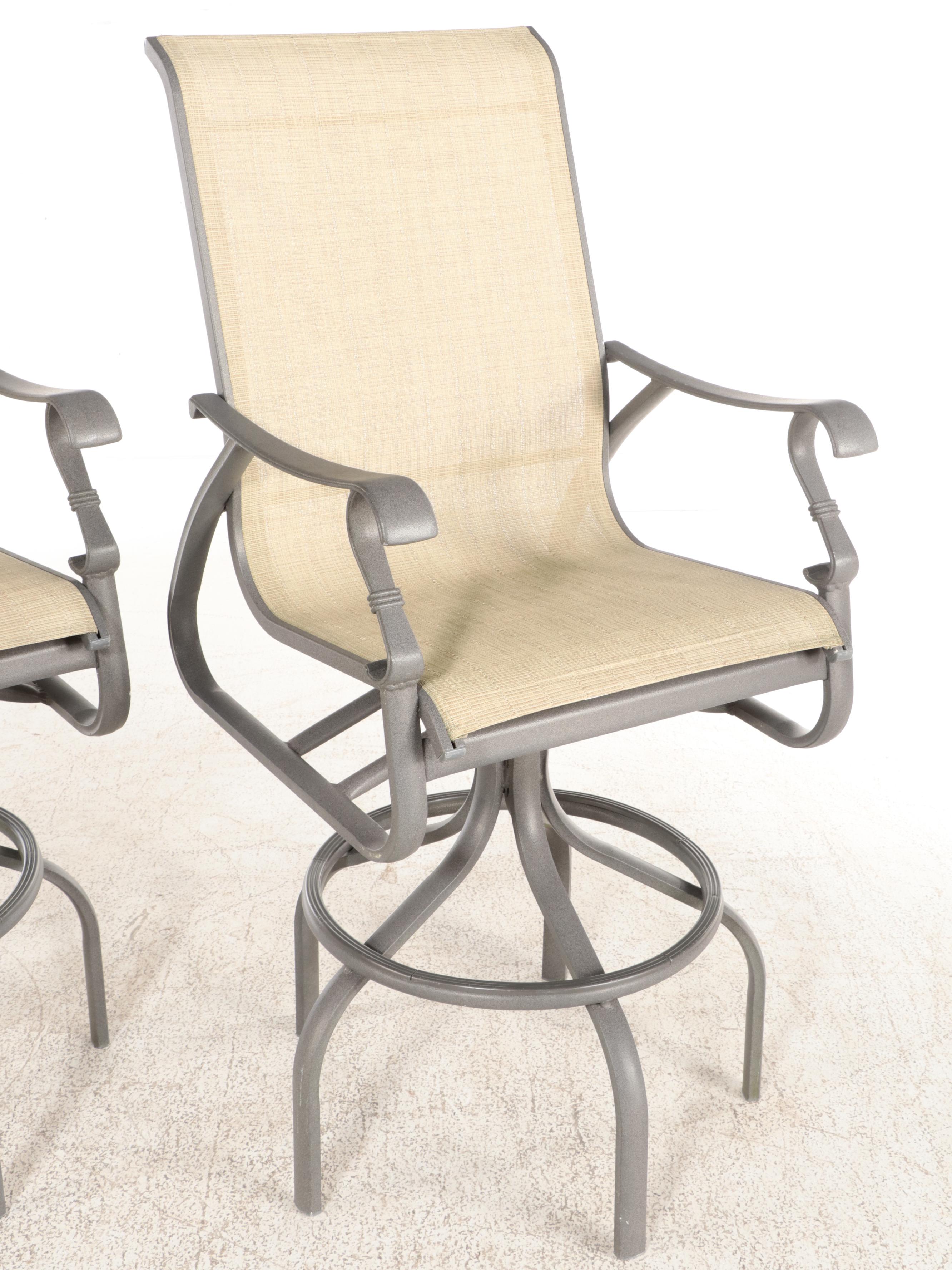 Cast Aluminum Bar Height Bistro Table and Swivel Chairs