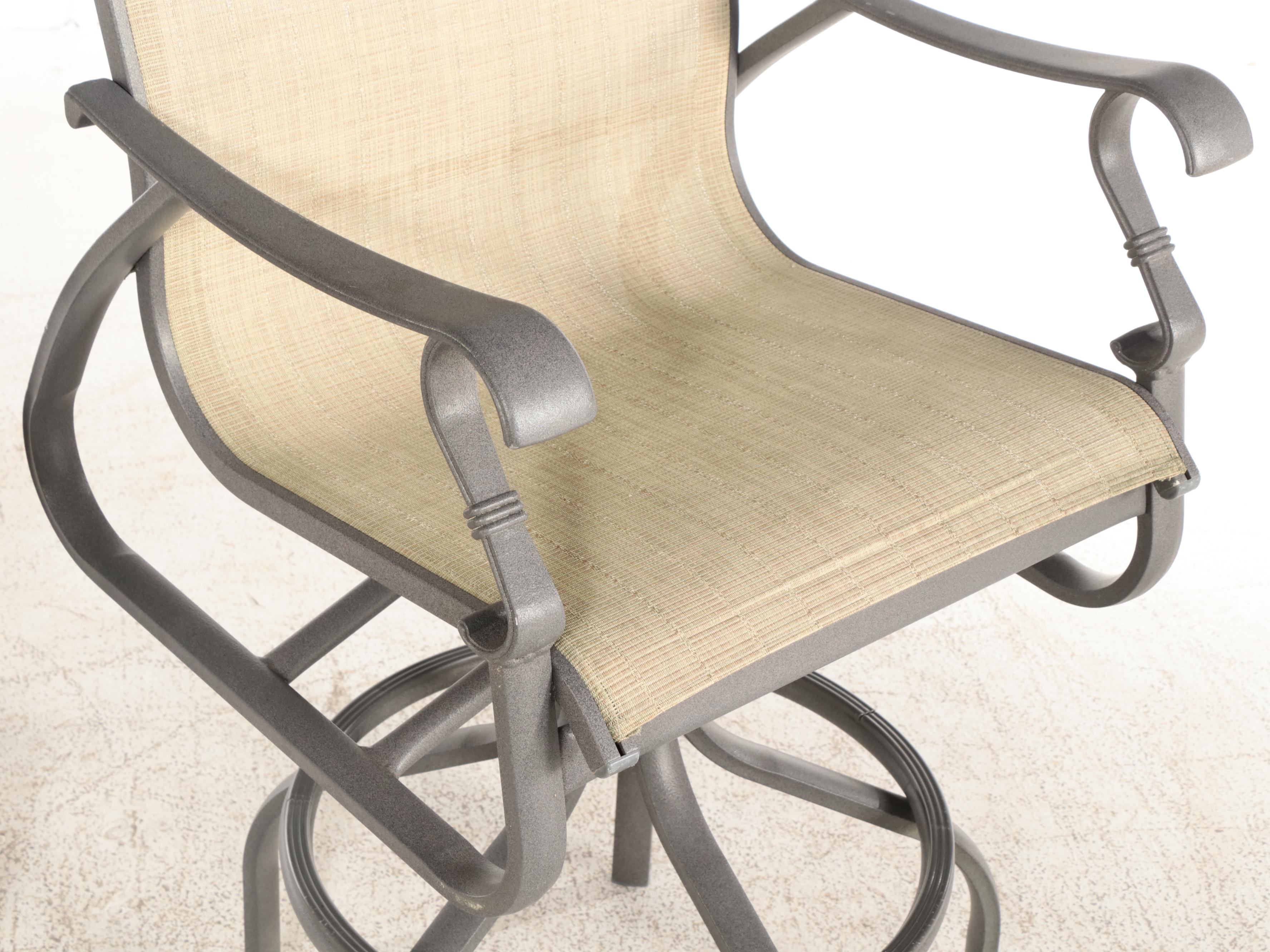 Cast Aluminum Bar Height Bistro Table and Swivel Chairs