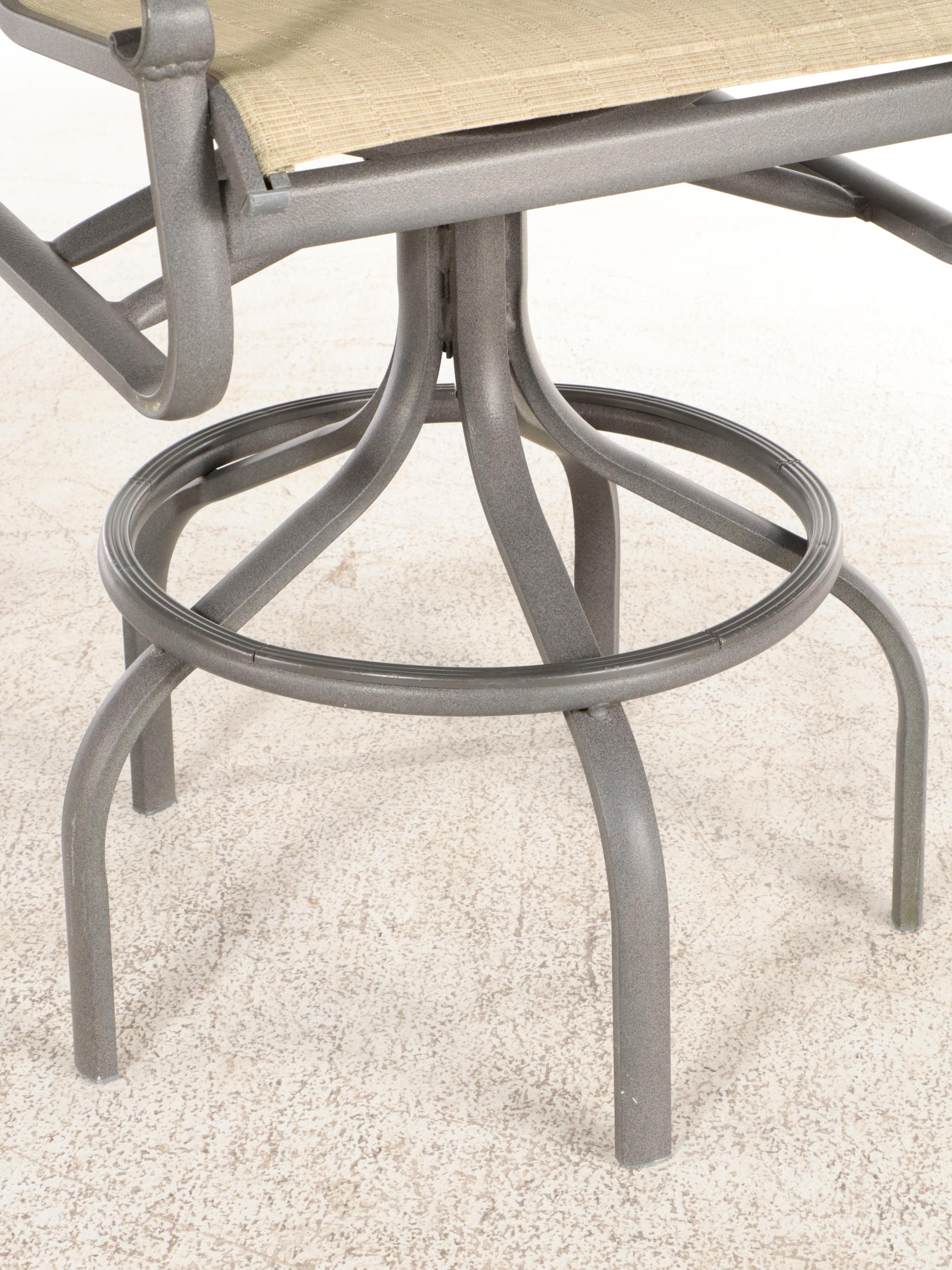 Cast Aluminum Bar Height Bistro Table and Swivel Chairs