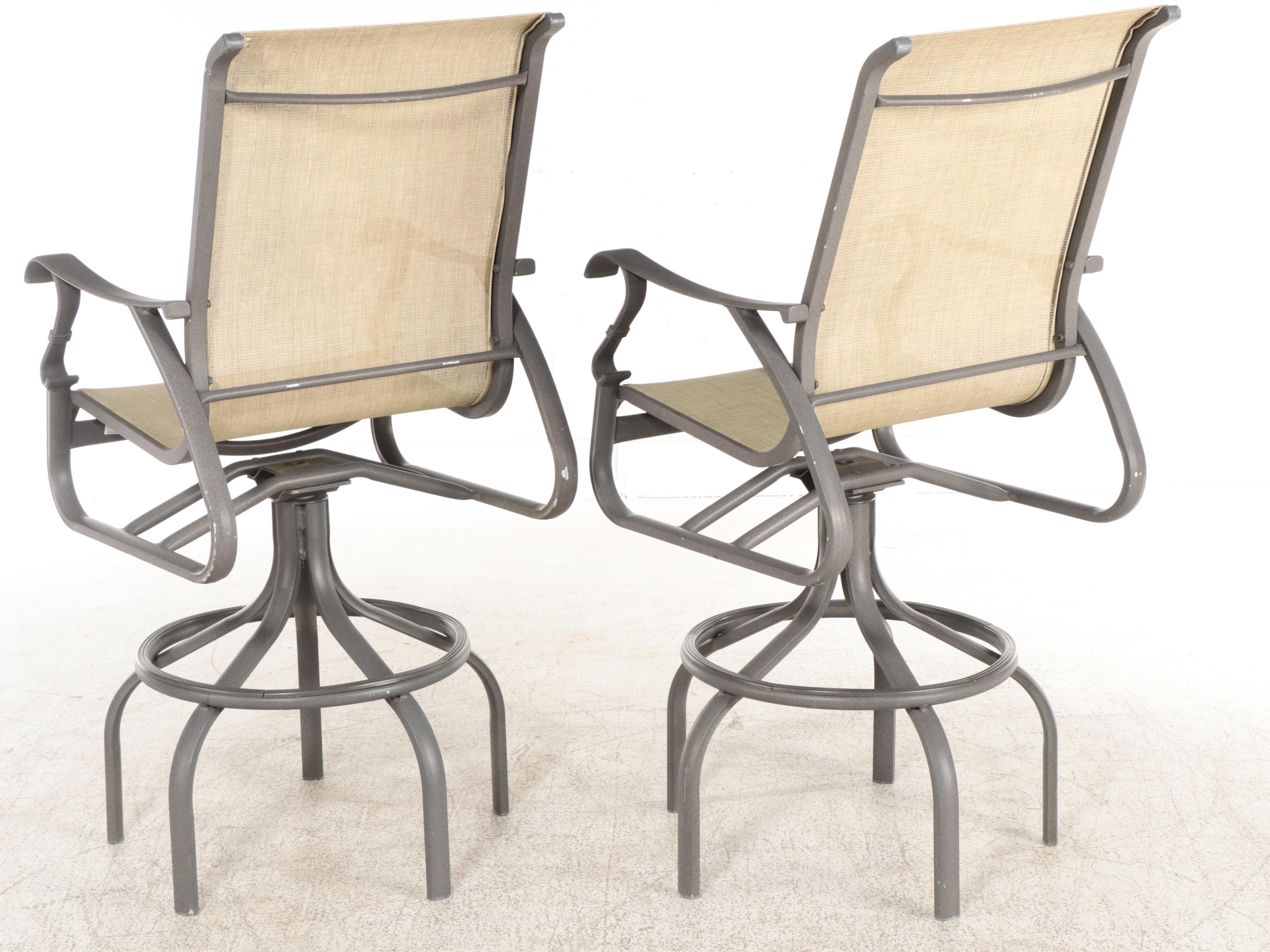 Cast Aluminum Bar Height Bistro Table and Swivel Chairs