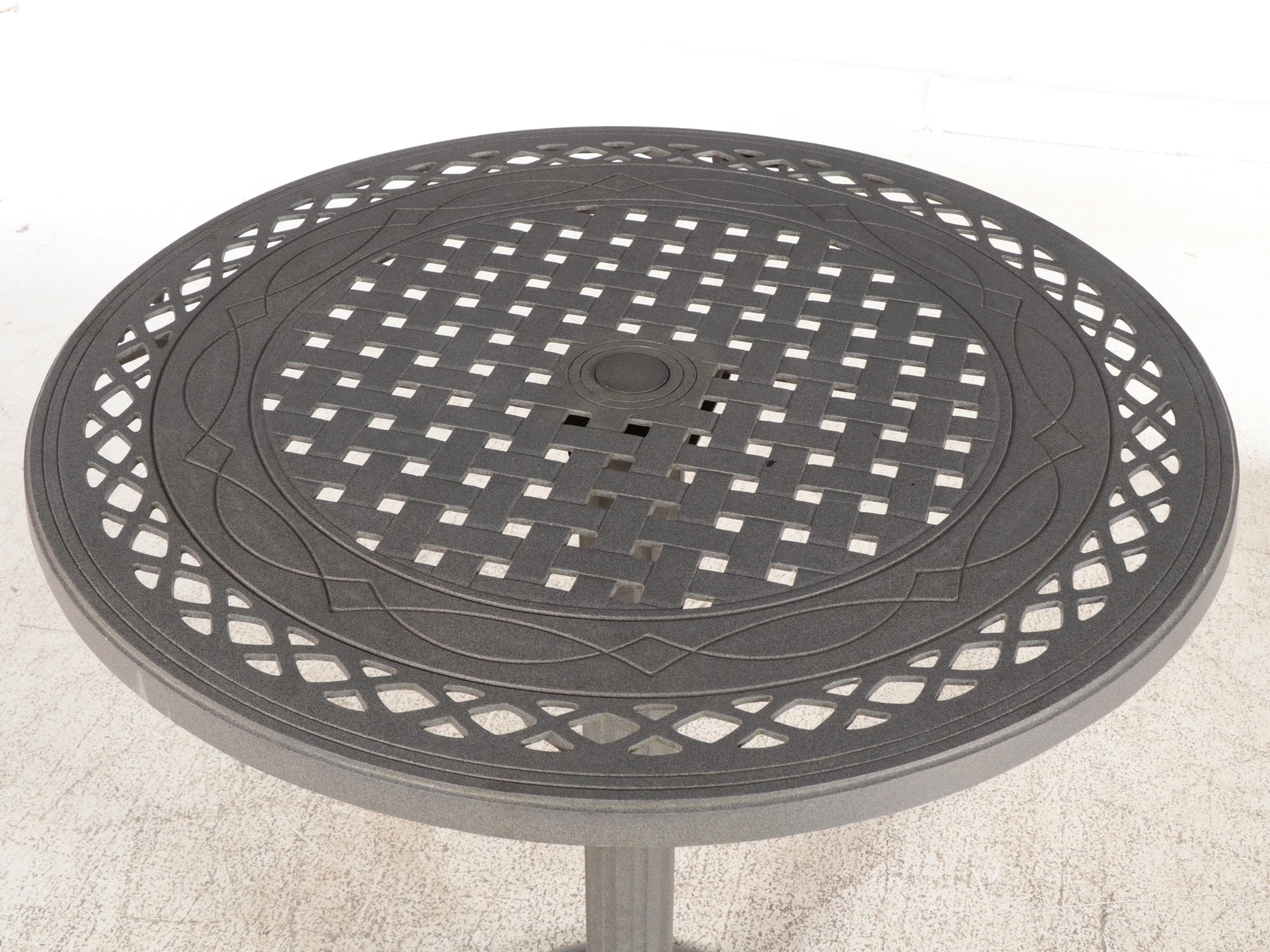 Cast Aluminum Bar Height Bistro Table and Swivel Chairs