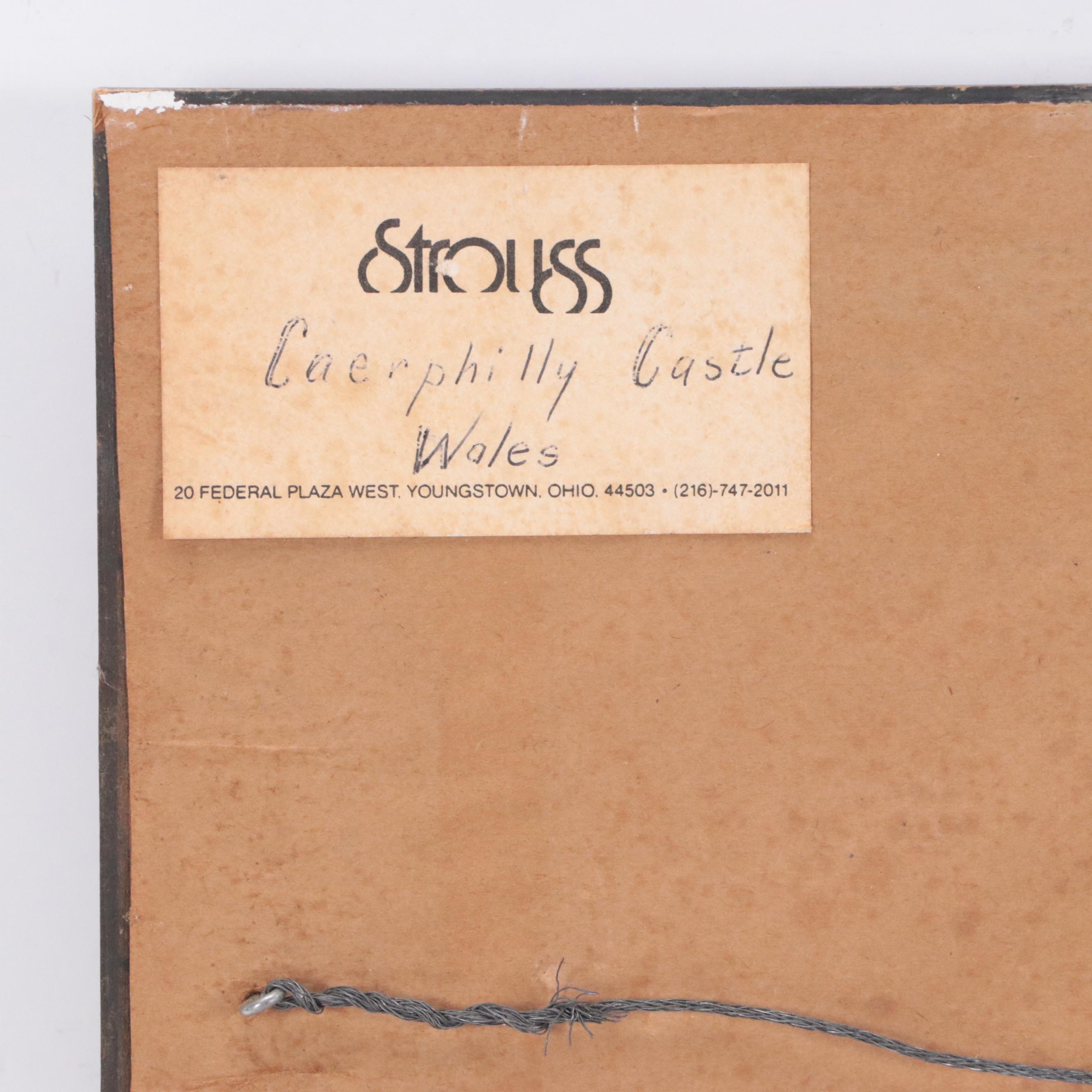 English Landscape Oil Painting "Caerphilly Castle, Wales," 1976