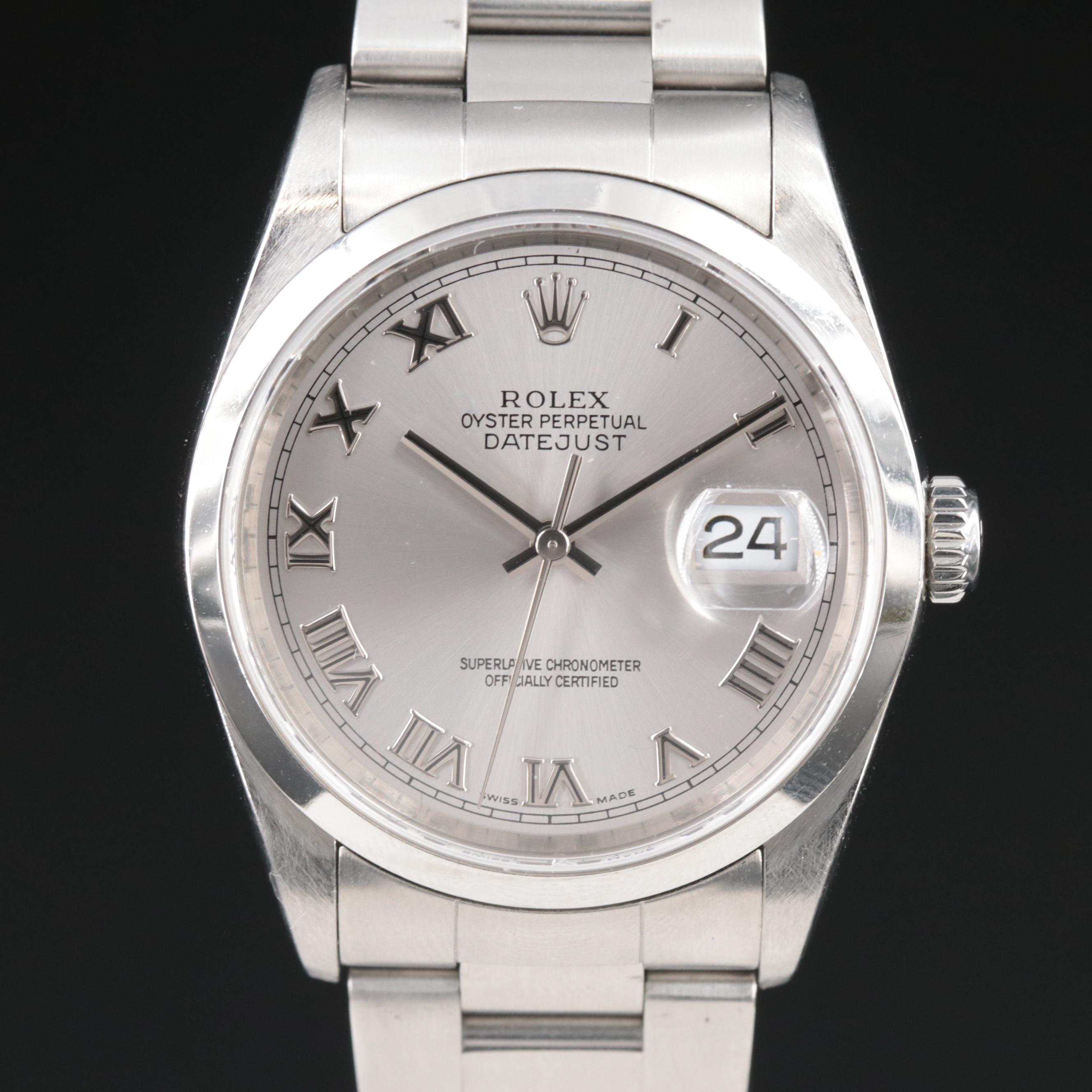 Rolex Datejust Rhodium Oyster Steel 36MM Automatic Watch