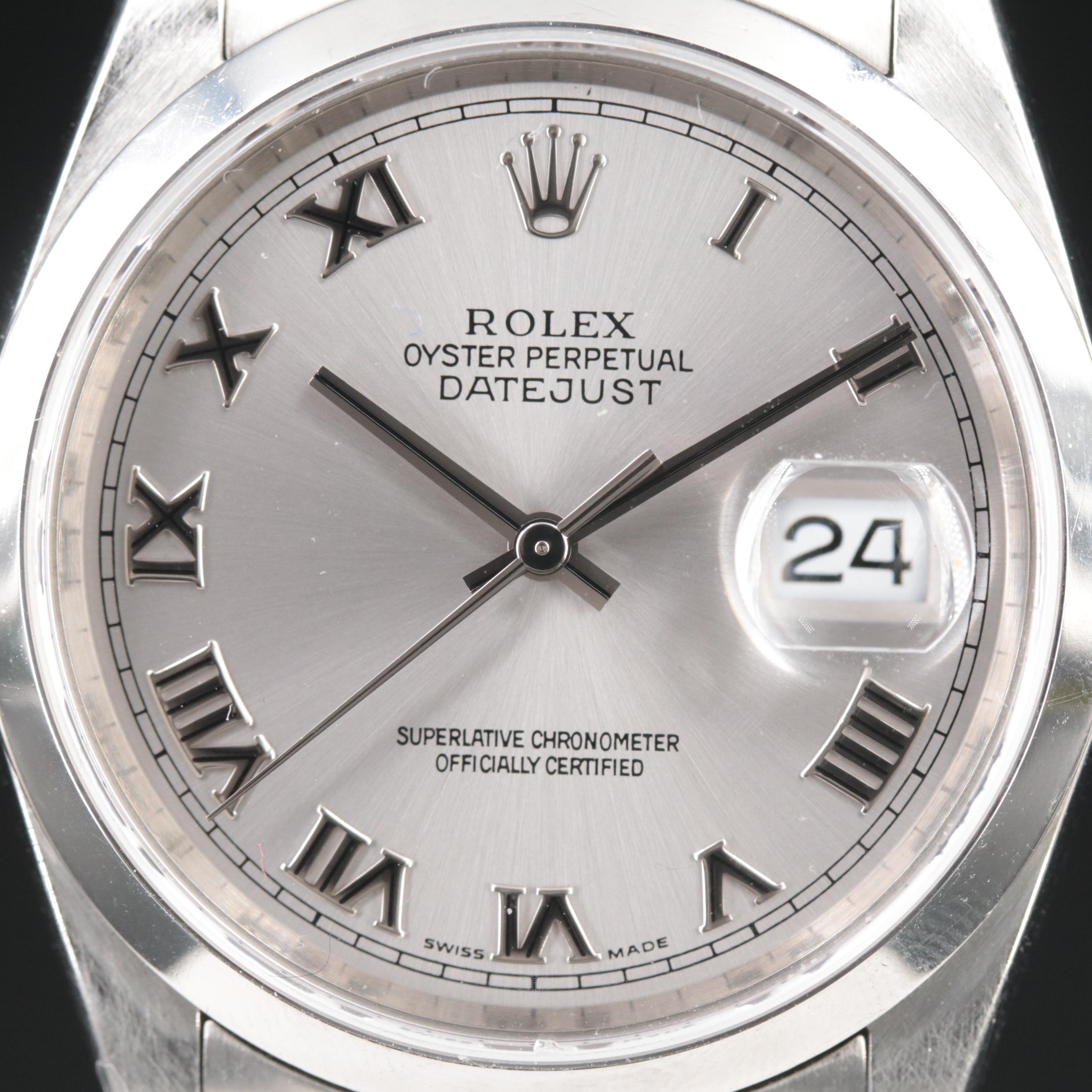Rolex Datejust Rhodium Oyster Steel 36MM Automatic Watch