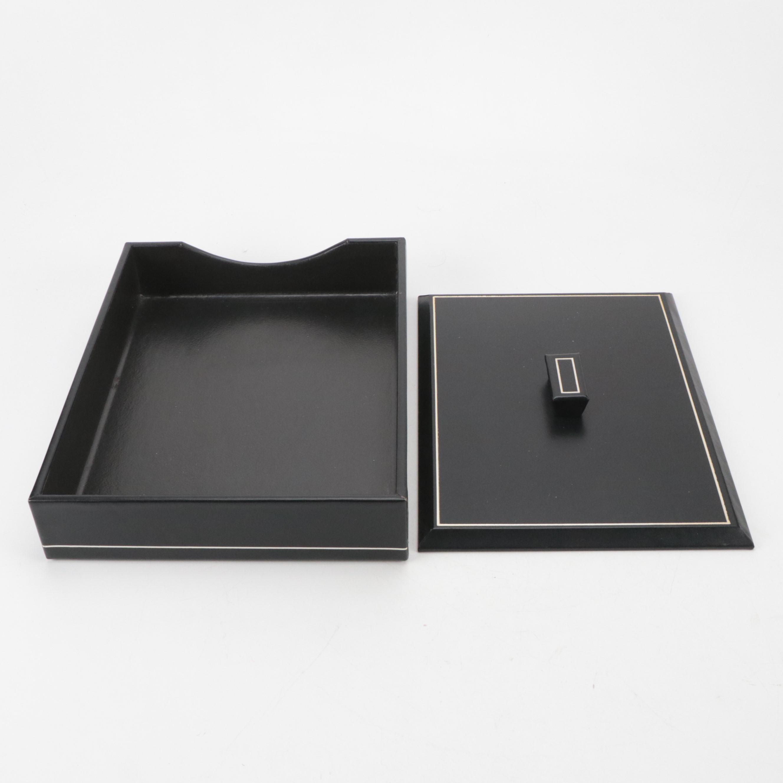 Marble Dominoes Set, Faux Leather File Holder, and Metal Golfer Wall Hanging