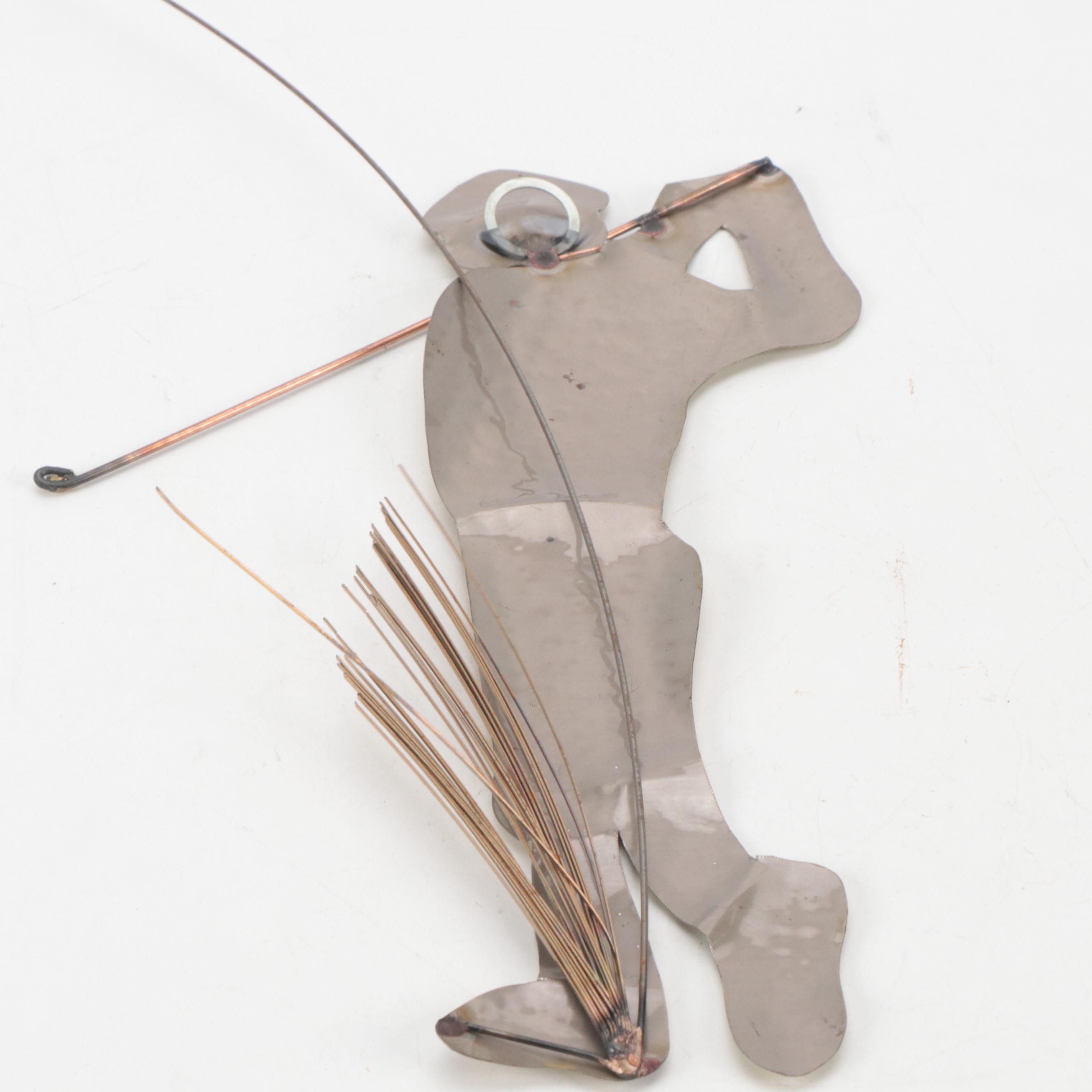 Marble Dominoes Set, Faux Leather File Holder, and Metal Golfer Wall Hanging