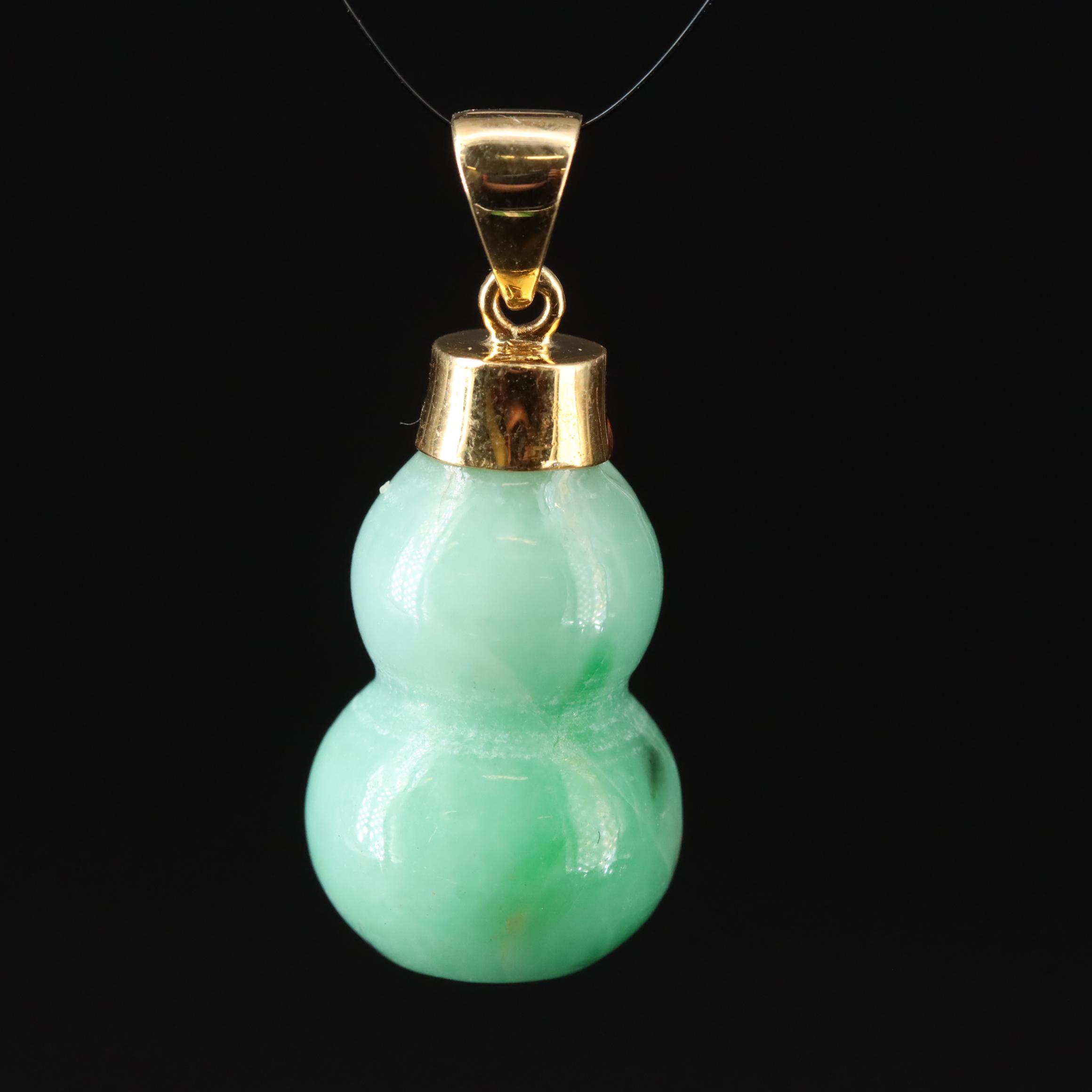 18K Jadeite Carved Gourd Pendant