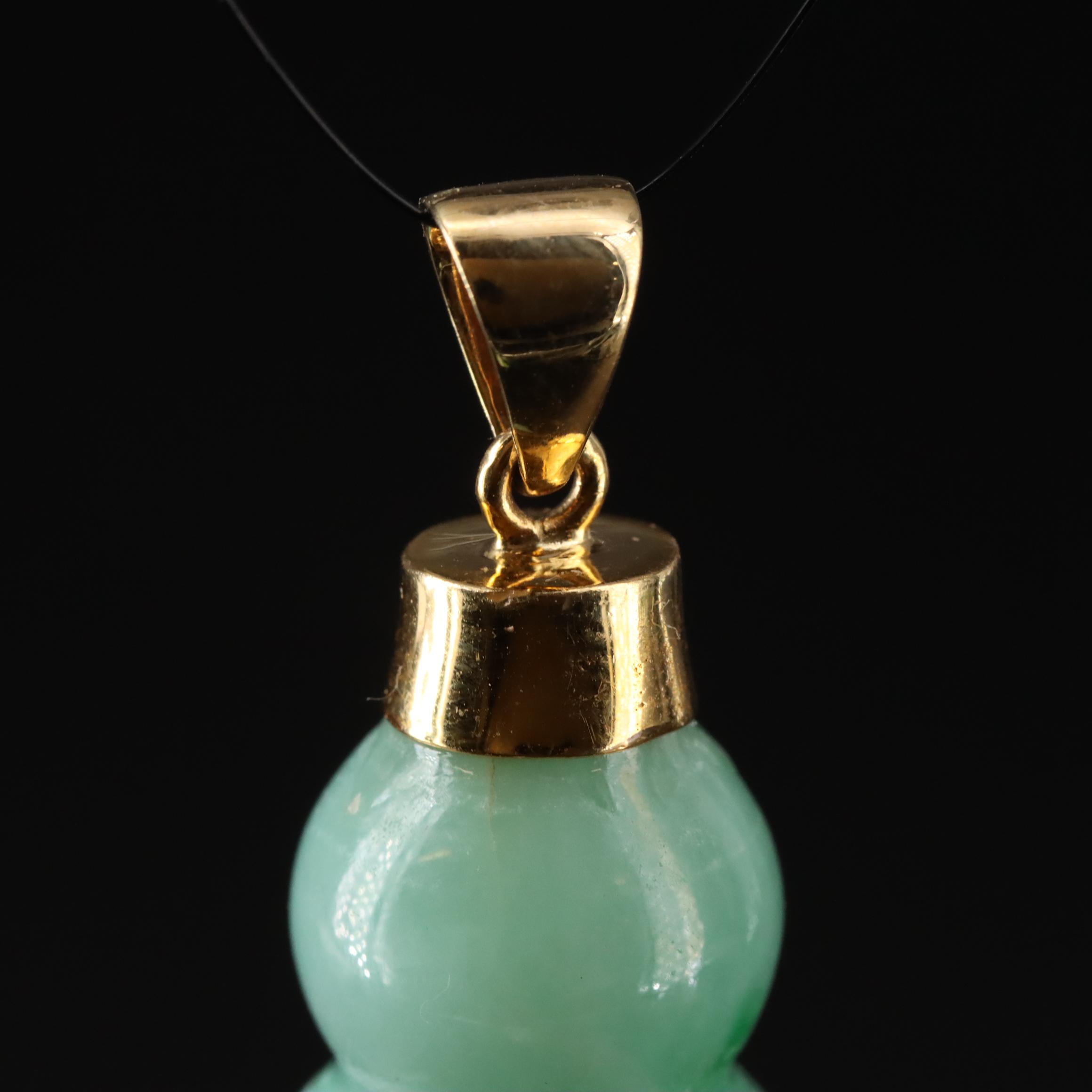 18K Jadeite Carved Gourd Pendant