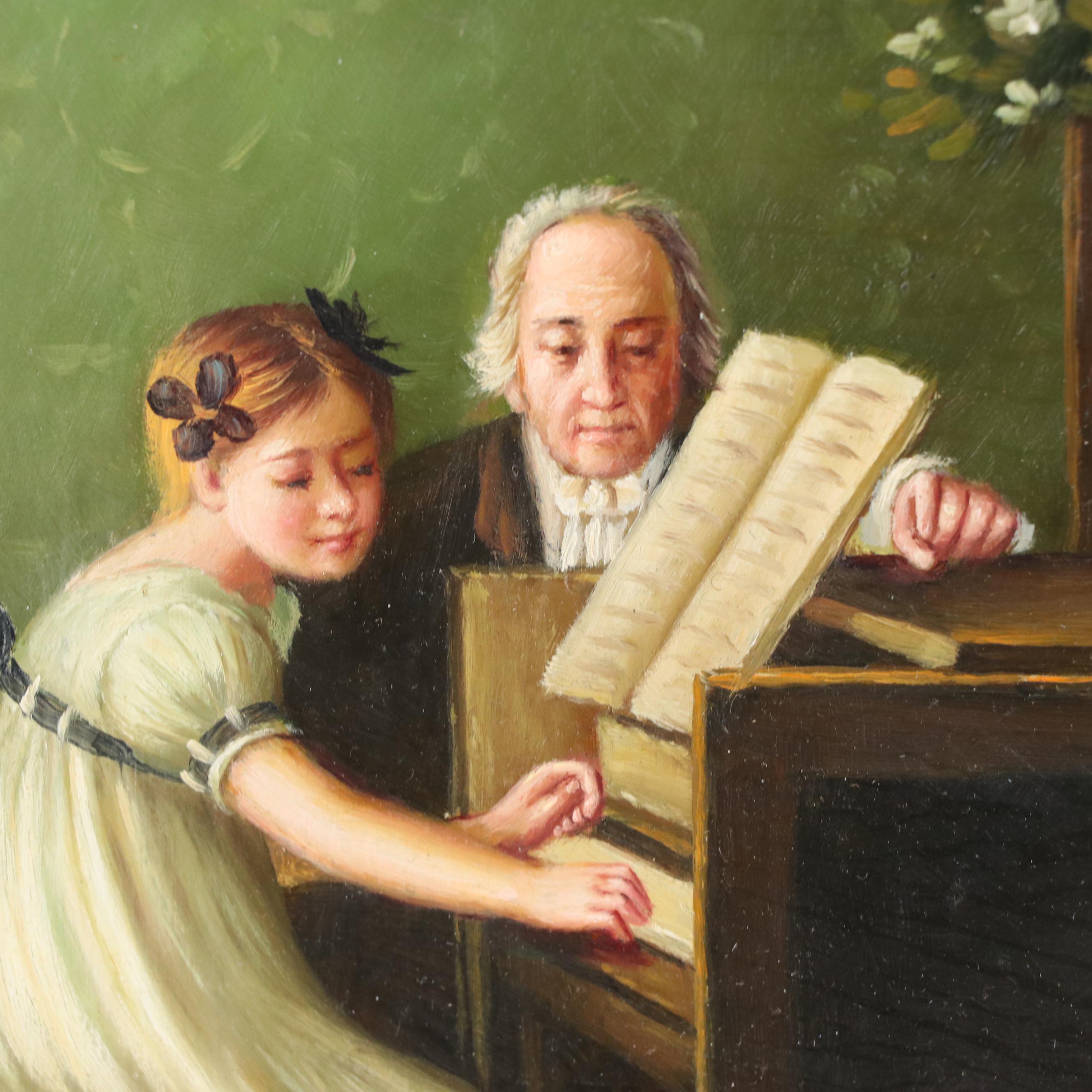 Oil Painting After Jules Alexis Muenier "The Harpsichord Lesson"