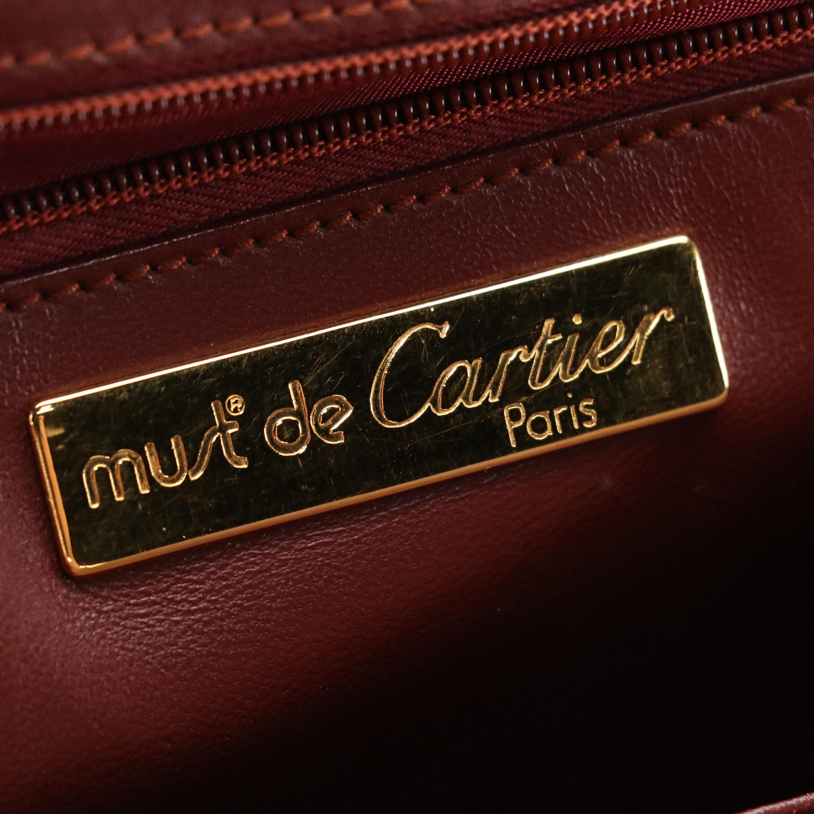 Les Must de Cartier Double-Flap Crossbody Bag in Burgundy Leather