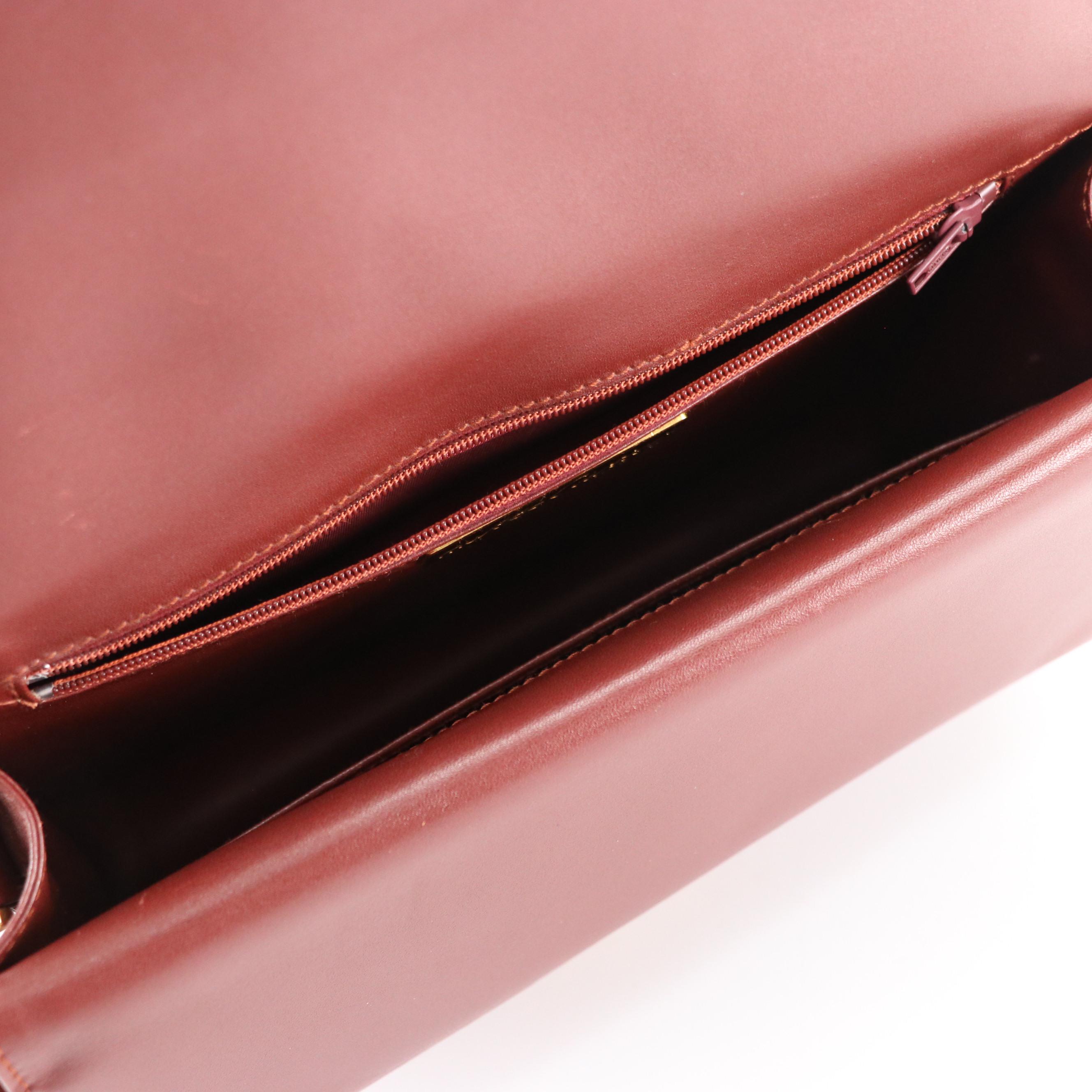 Les Must de Cartier Double-Flap Crossbody Bag in Burgundy Leather