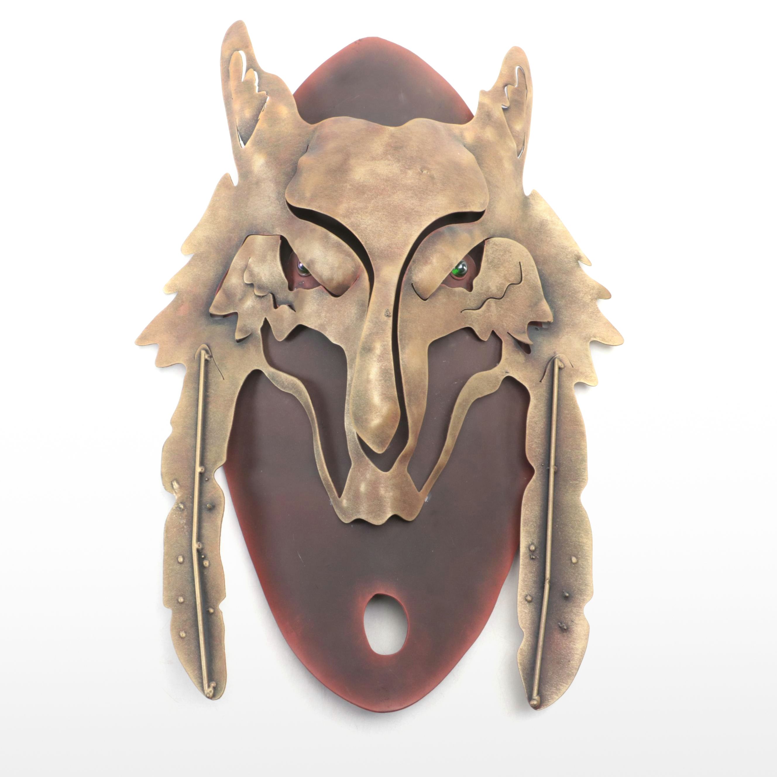 Southwestern Style Handmade Metal Wolf Decorative Mask