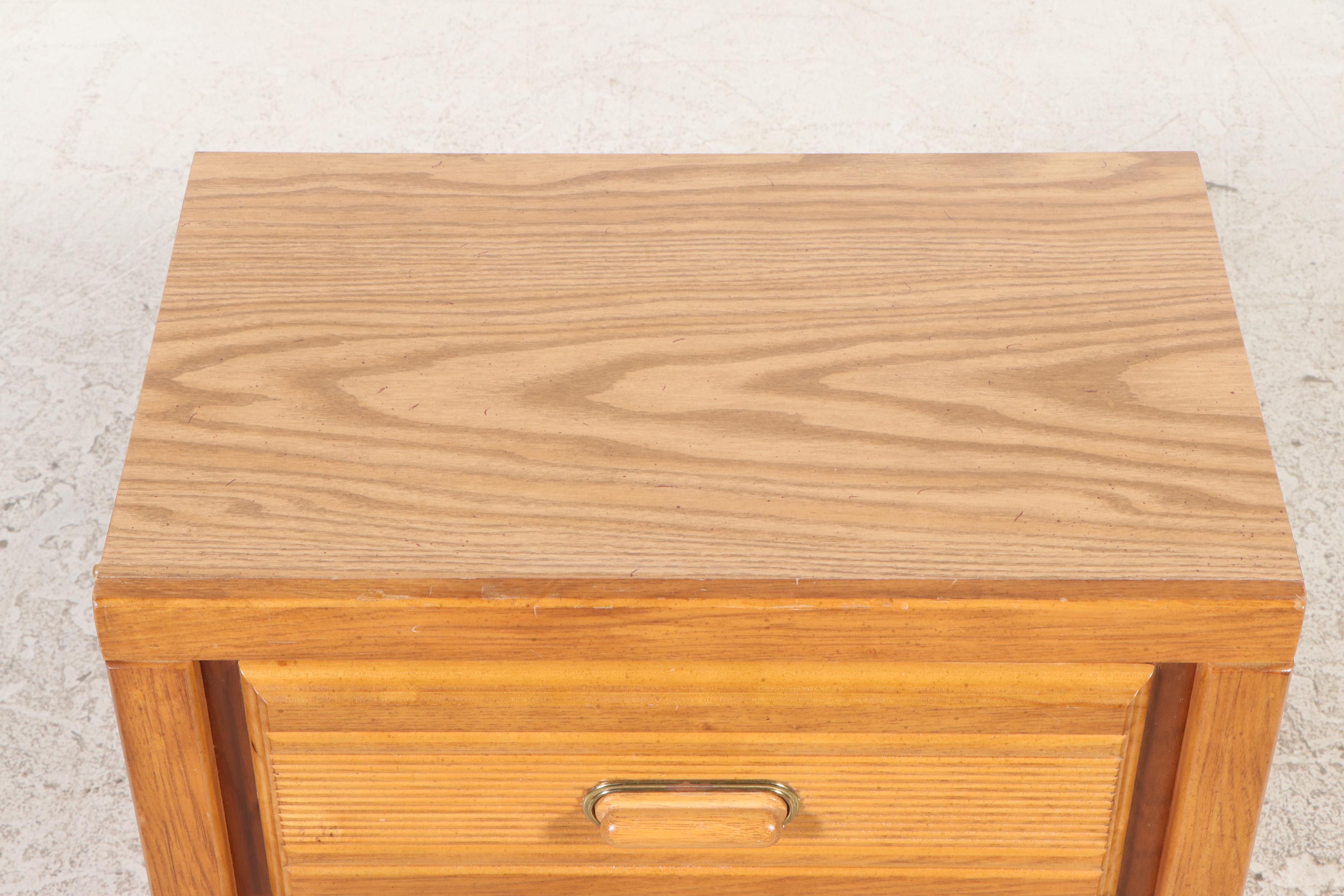 Art Deco Style Oak Two Drawer Side Table