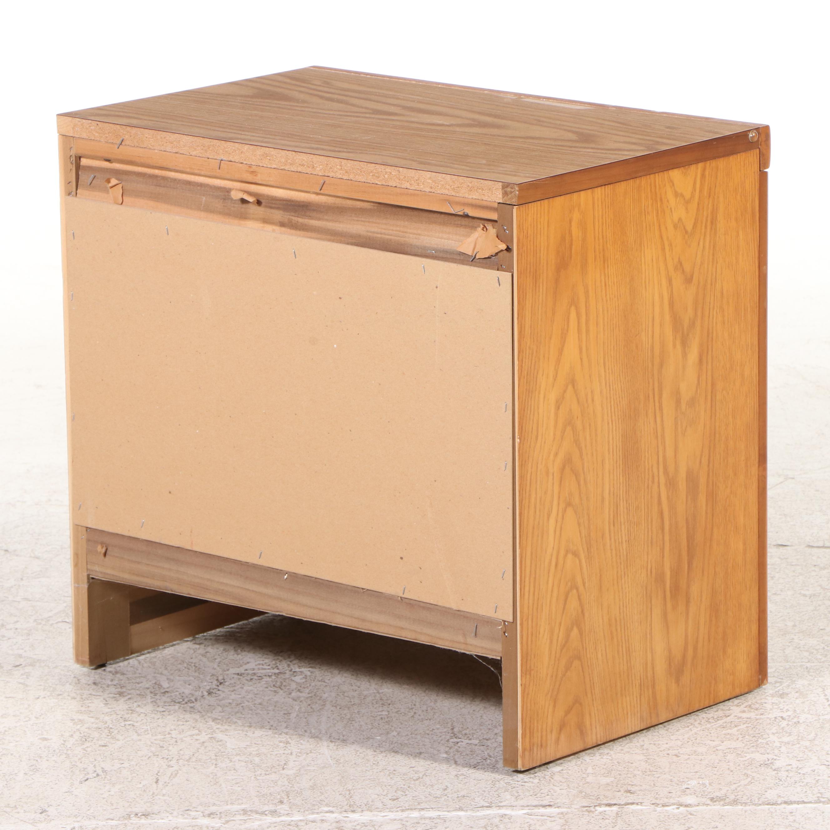 Art Deco Style Oak Two Drawer Side Table