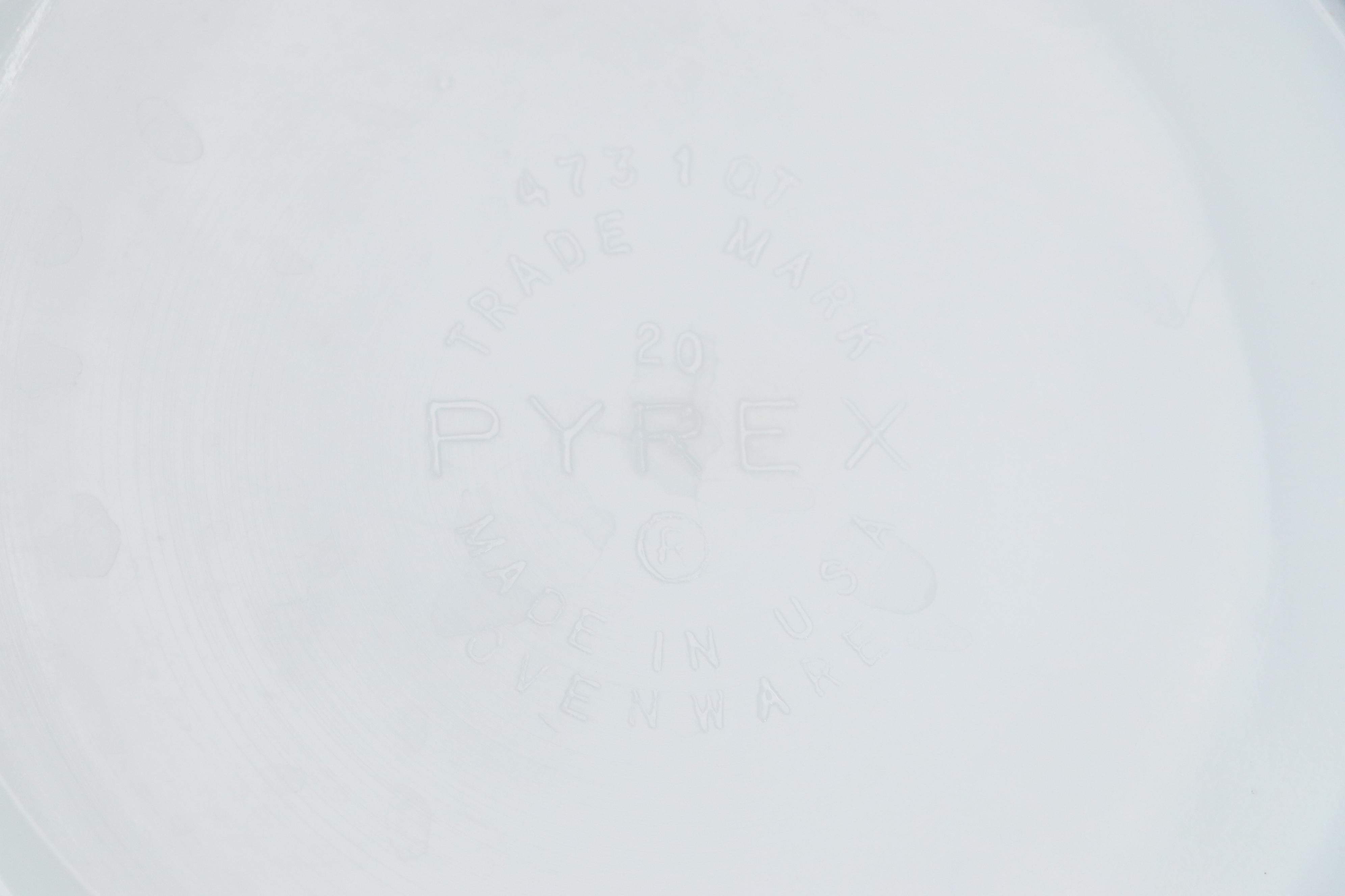 Pyrex "Snowflake Blue" Milk Glass Mixing Bowls, Mid to Late 20th Century