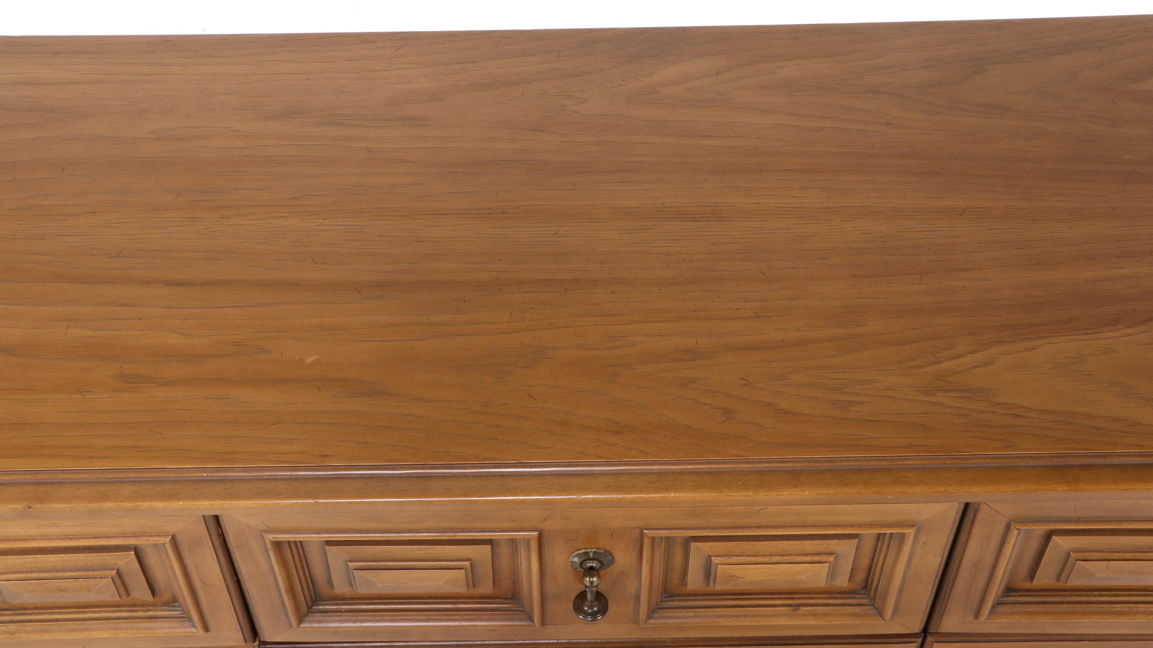 Drexel "Esperanto" Mediterranean Style Pecan Nine-Drawer Chest, Mid-20th Century