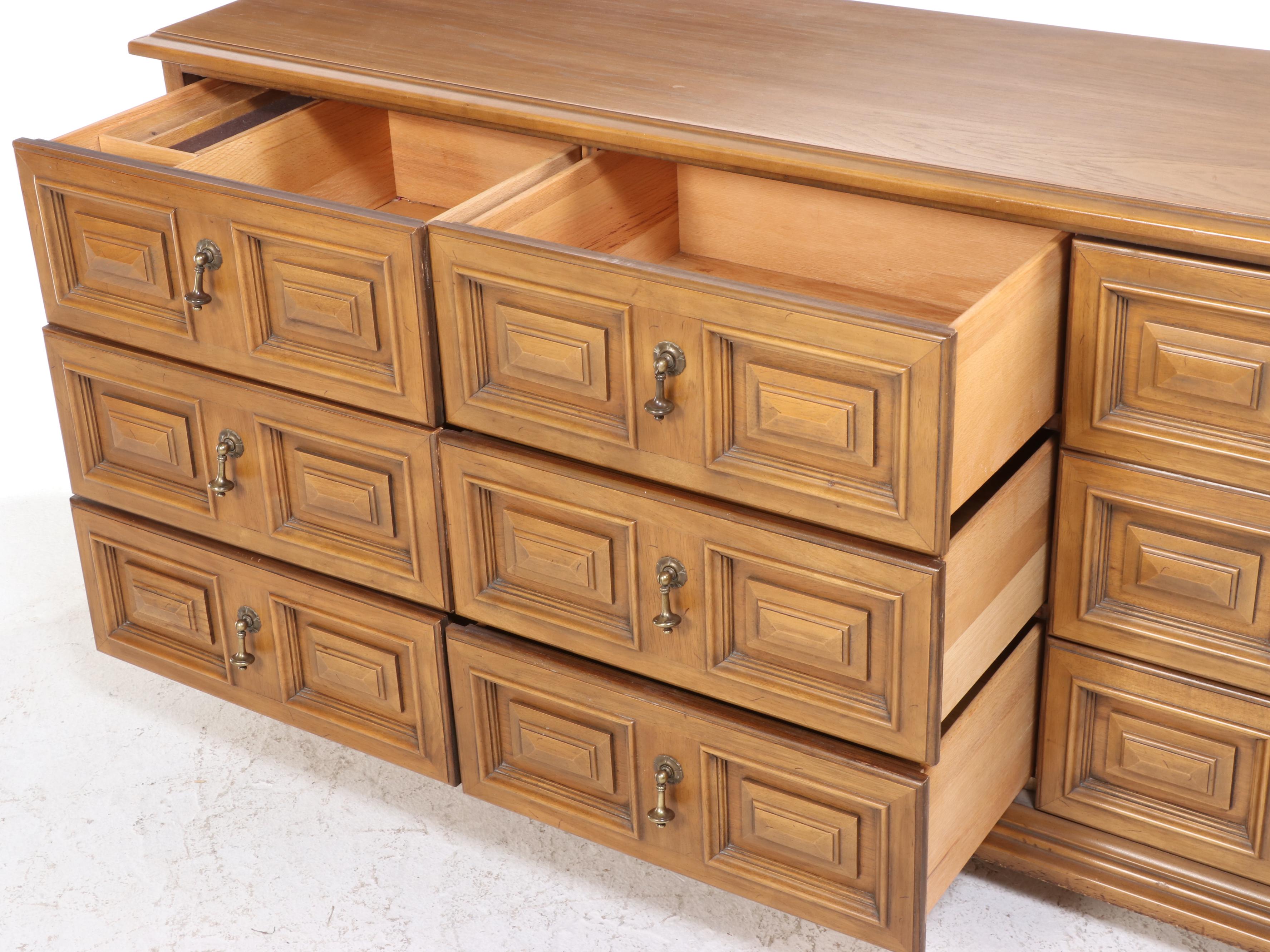 Drexel "Esperanto" Mediterranean Style Pecan Nine-Drawer Chest, Mid-20th Century