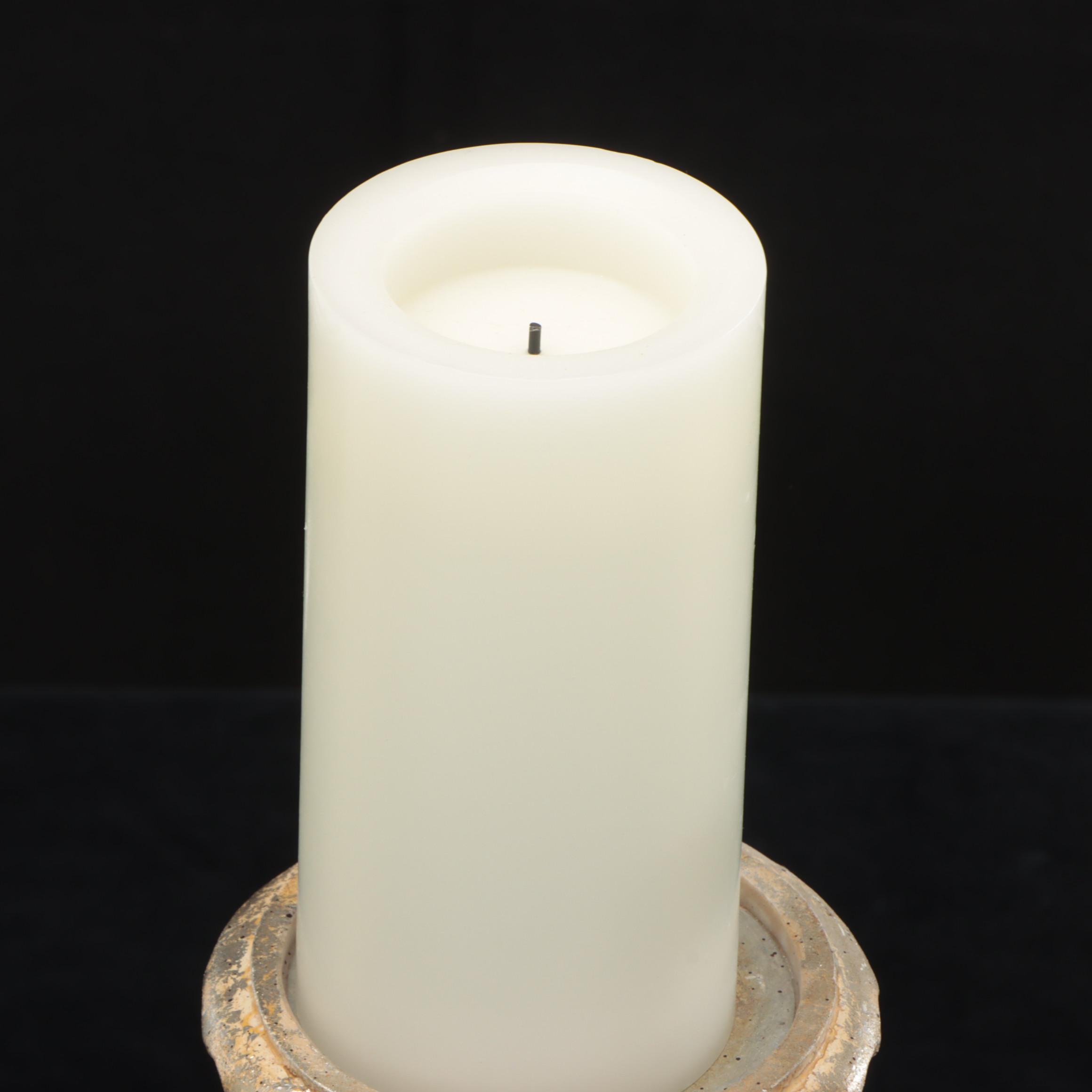 Ornate Cast Composite Candle Holders with Pillar Candles