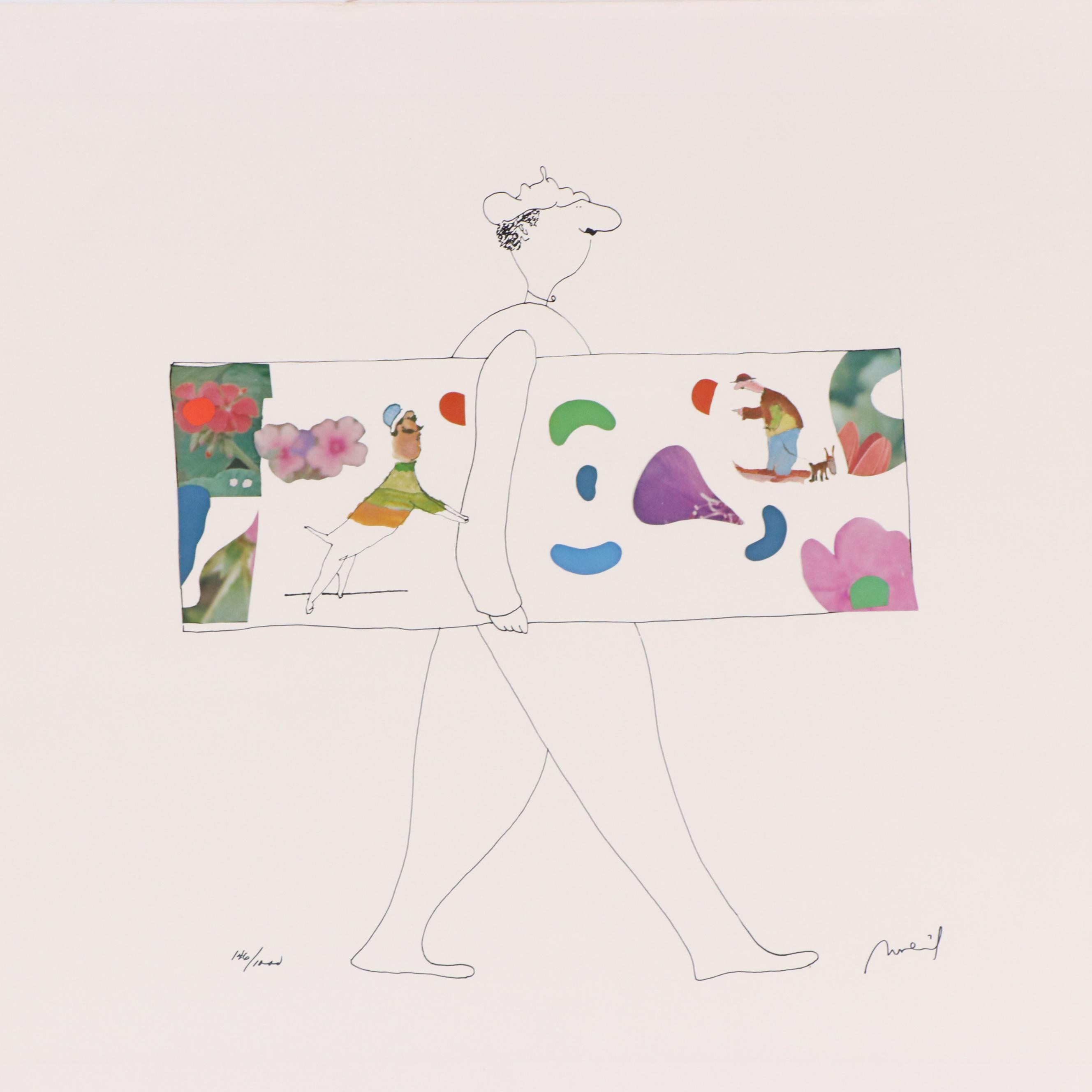 Robert Weil Offset Lithograph of Man Holding Painting