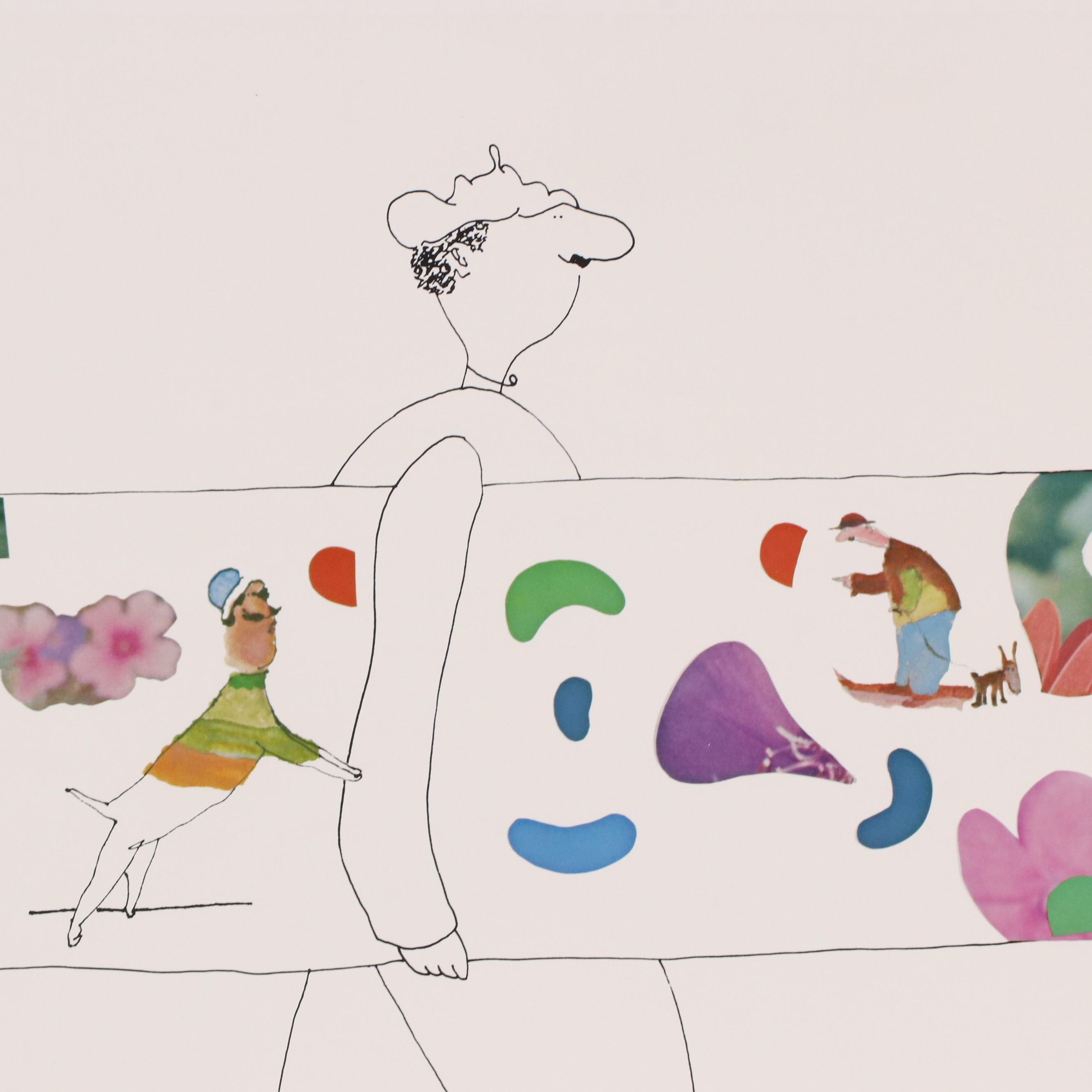 Robert Weil Offset Lithograph of Man Holding Painting