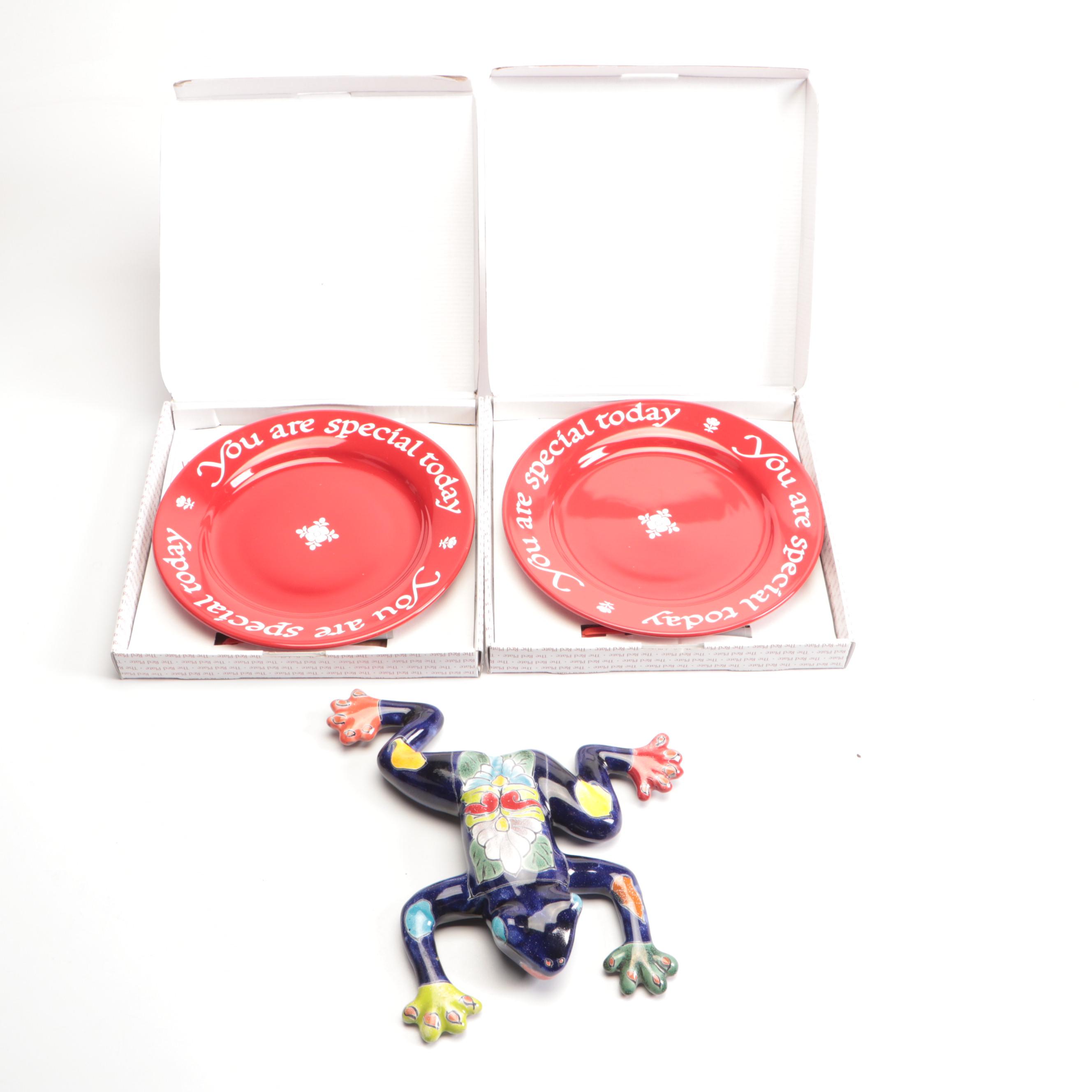 Handwoven Southwestern Blankets with Painted Ceramic Frog, Floral Votive & More