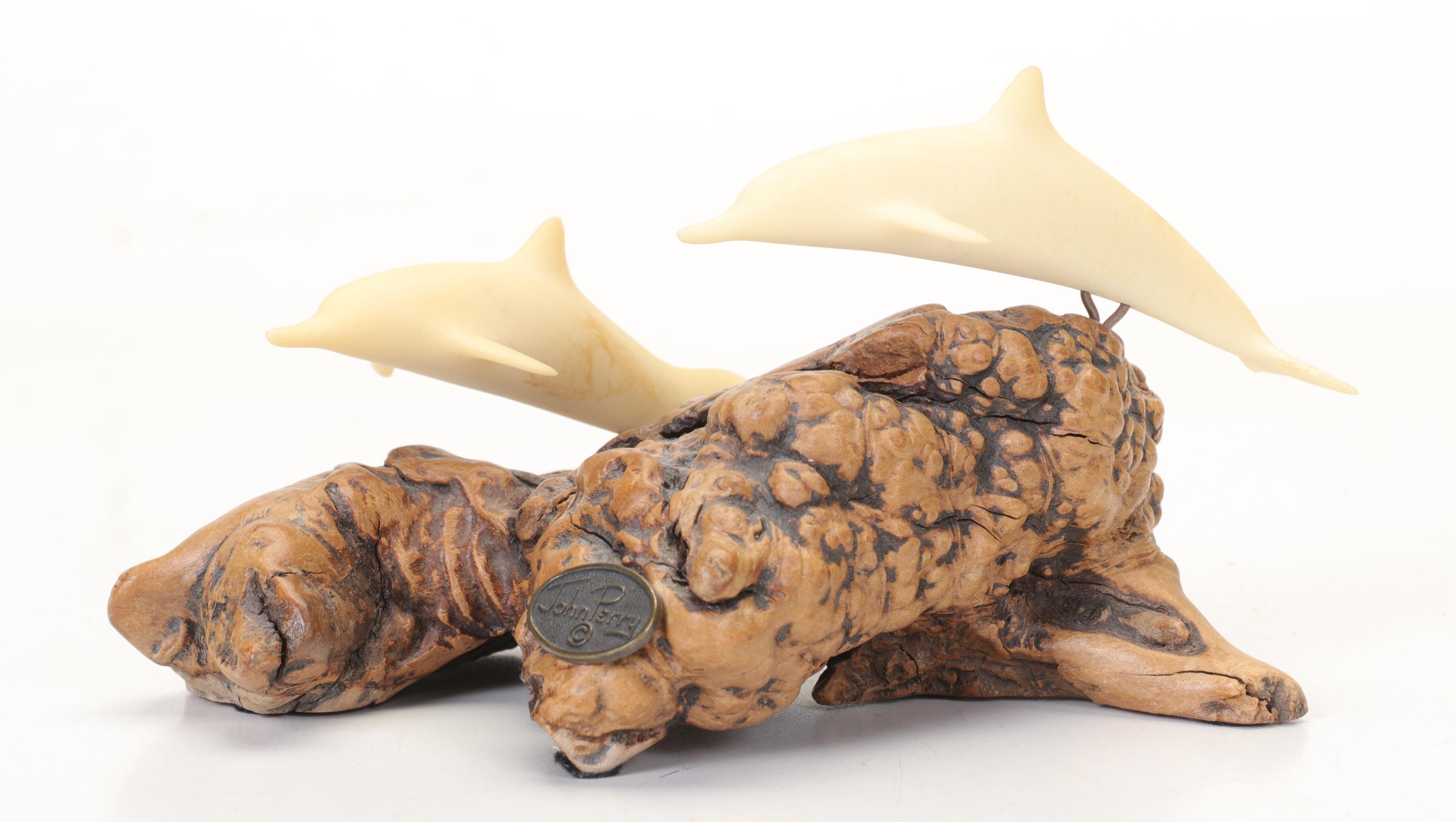 John Perry Pelican and Dolphin Sculptures with Mosaic Candle Holders and More