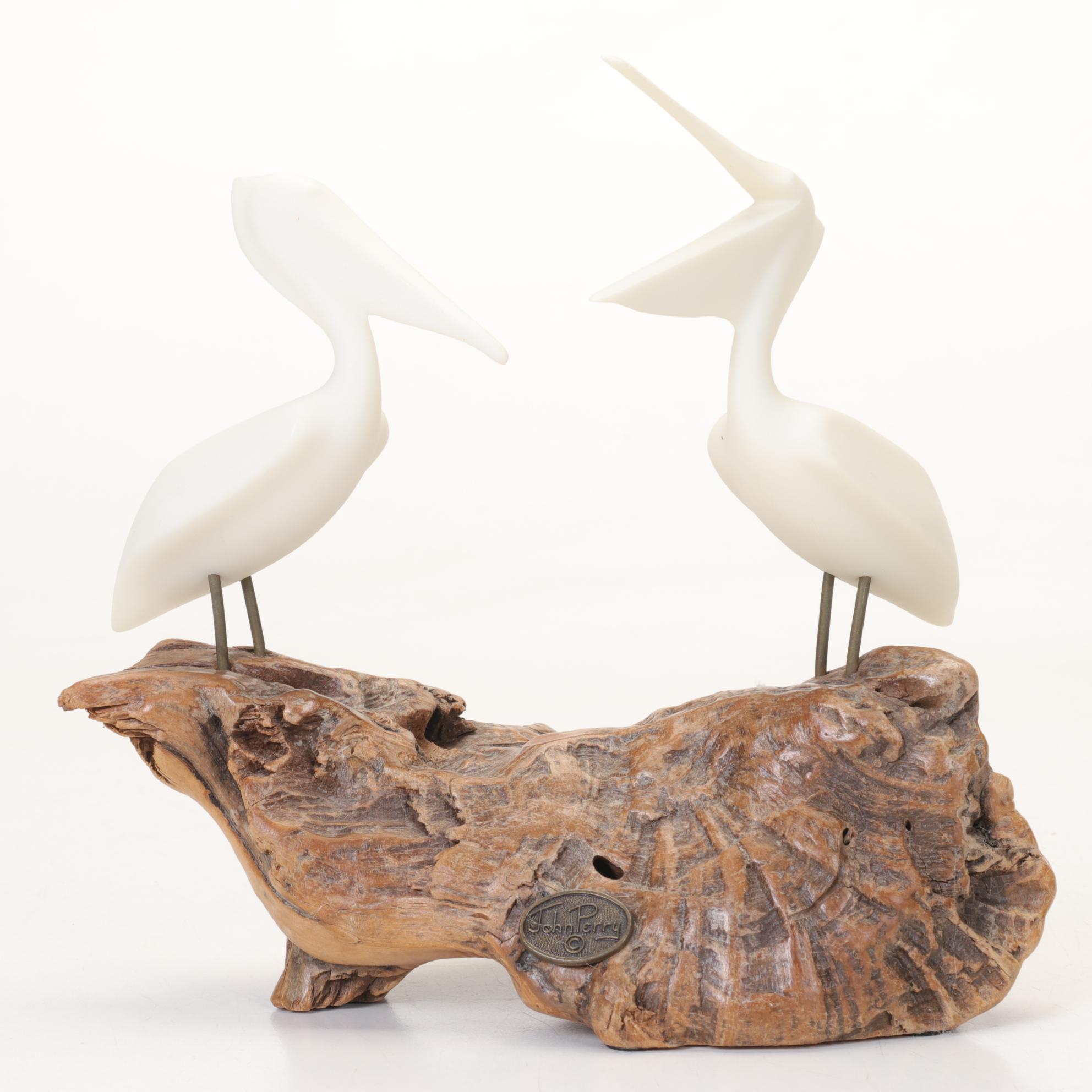 John Perry Pelican and Dolphin Sculptures with Mosaic Candle Holders and More
