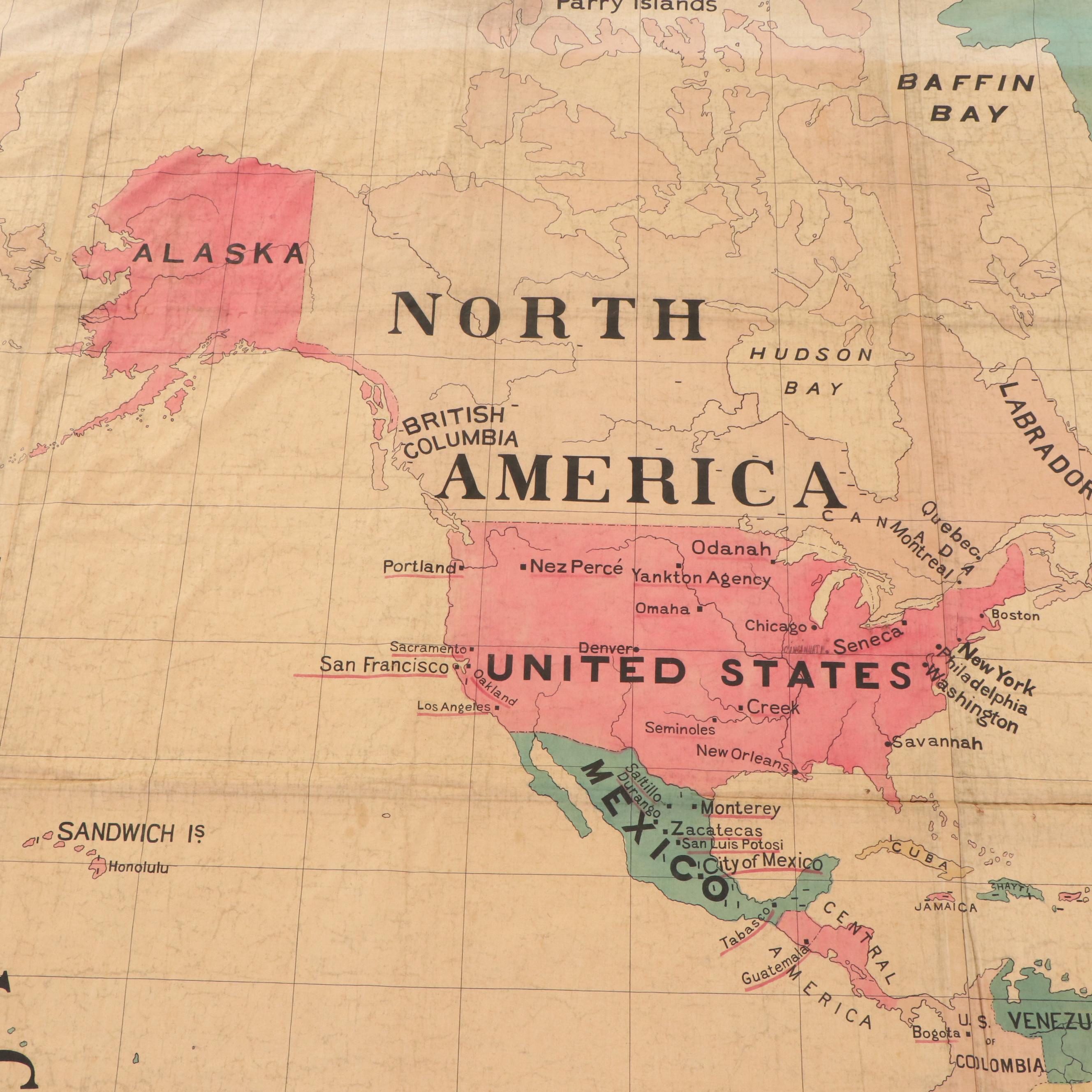 Large-Scale Presbyterian Board Foreign Missions "Missionary Map of the World"
