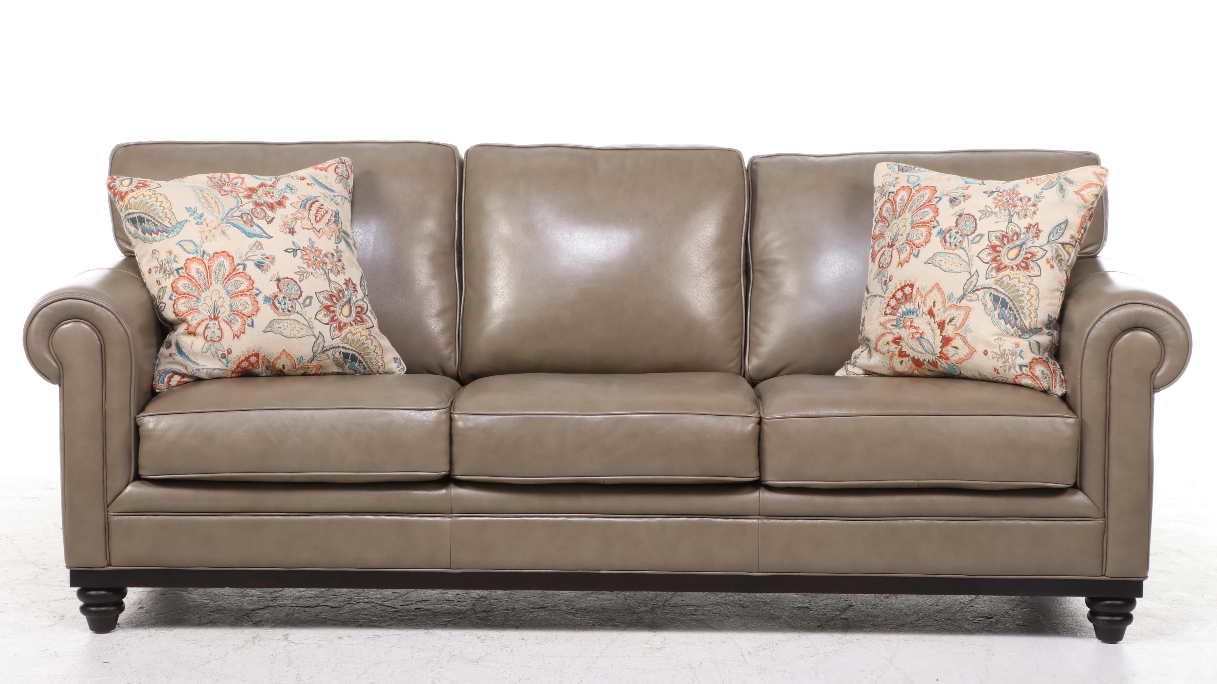 Martha Stewart for Macy's "Bradyn" Leather Roll-Arm Sofa