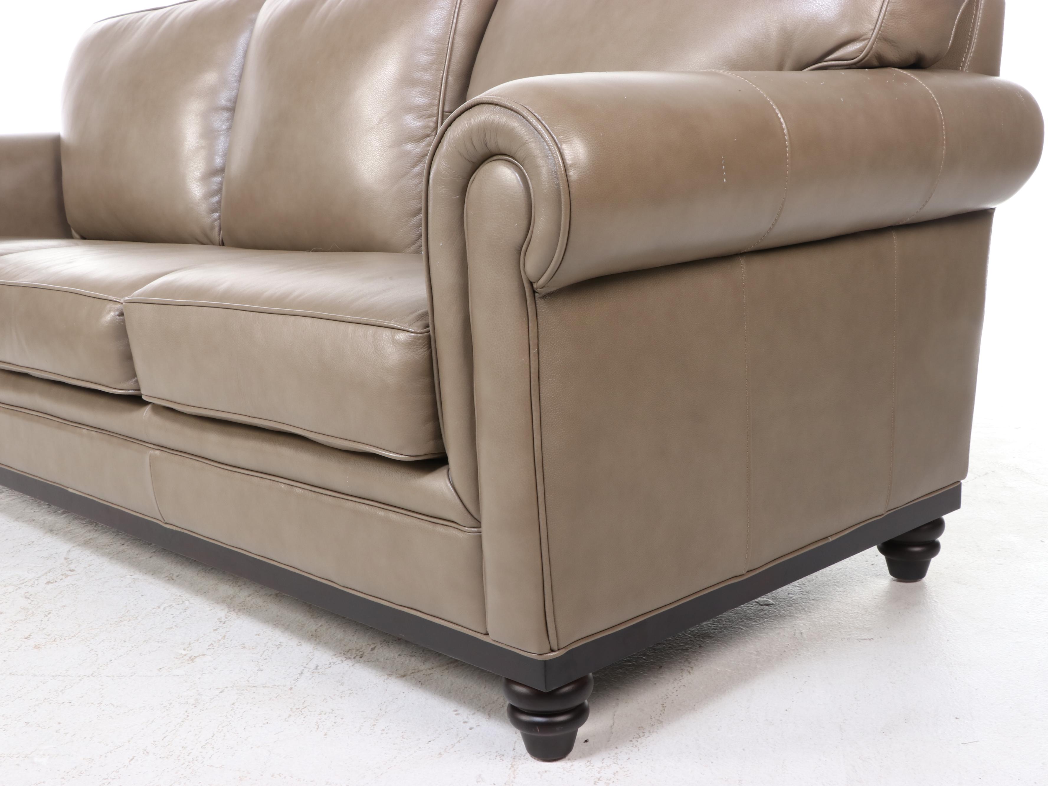 Martha Stewart for Macy's "Bradyn" Leather Roll-Arm Sofa