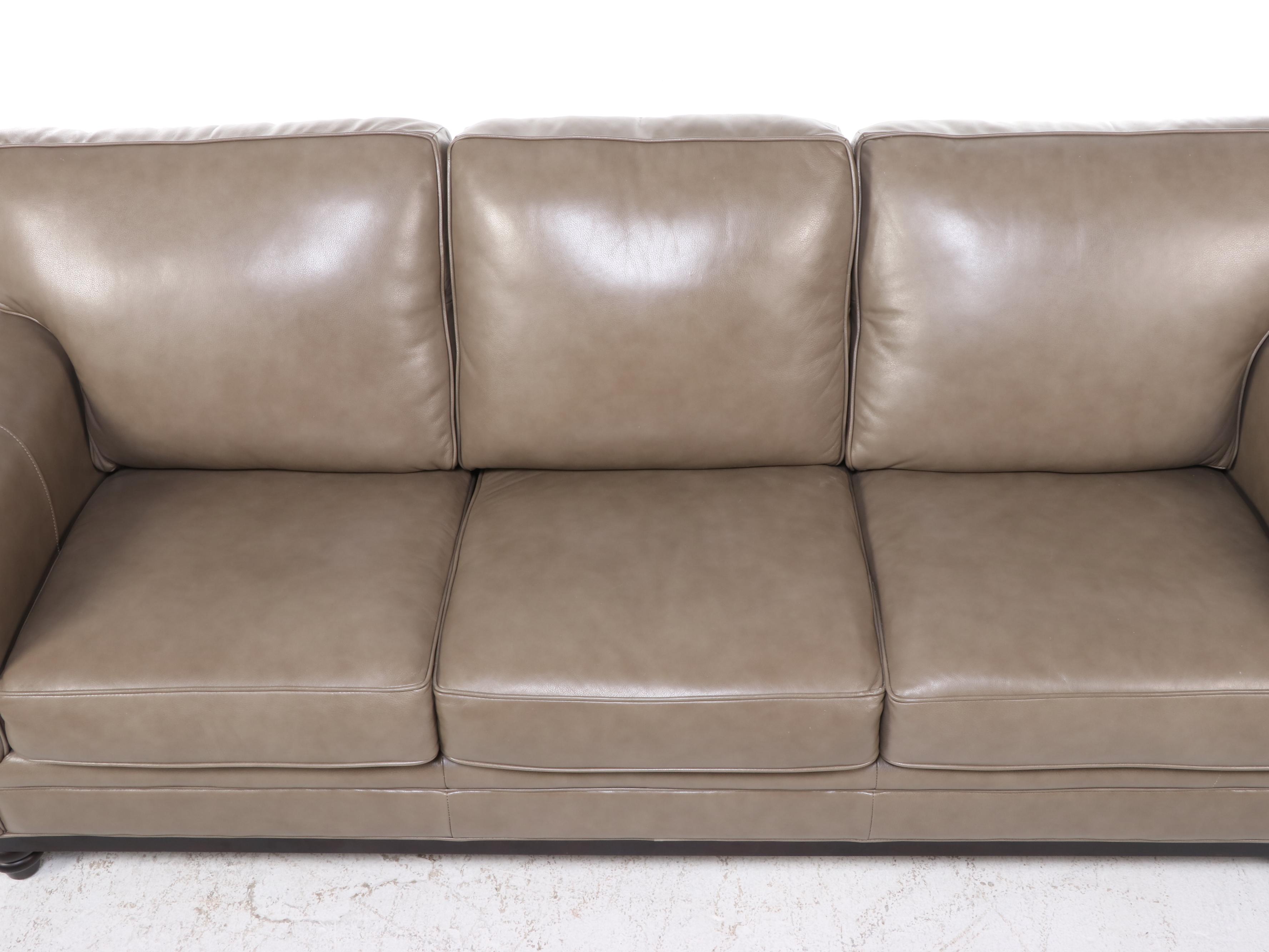 Martha Stewart for Macy's "Bradyn" Leather Roll-Arm Sofa