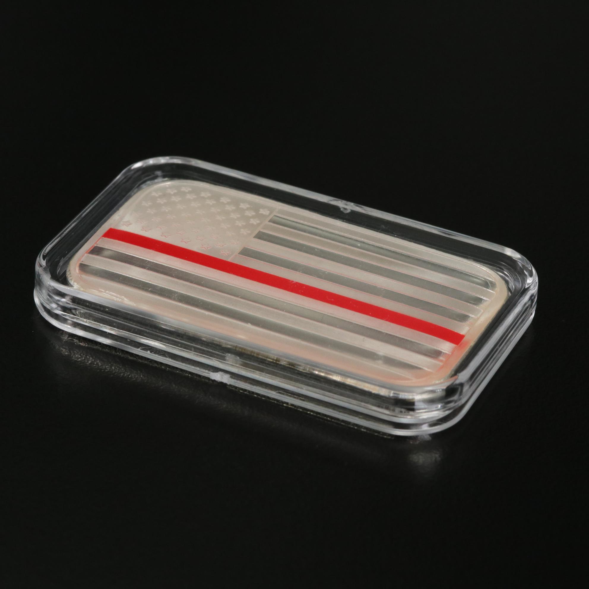 American Flag One Troy Ounce Silver Bar