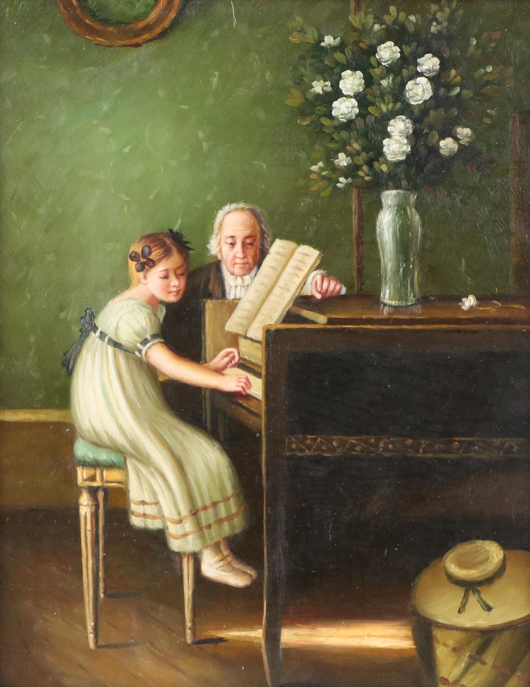 Oil Painting After Jules Alexis Muenier "The Harpsichord Lesson"