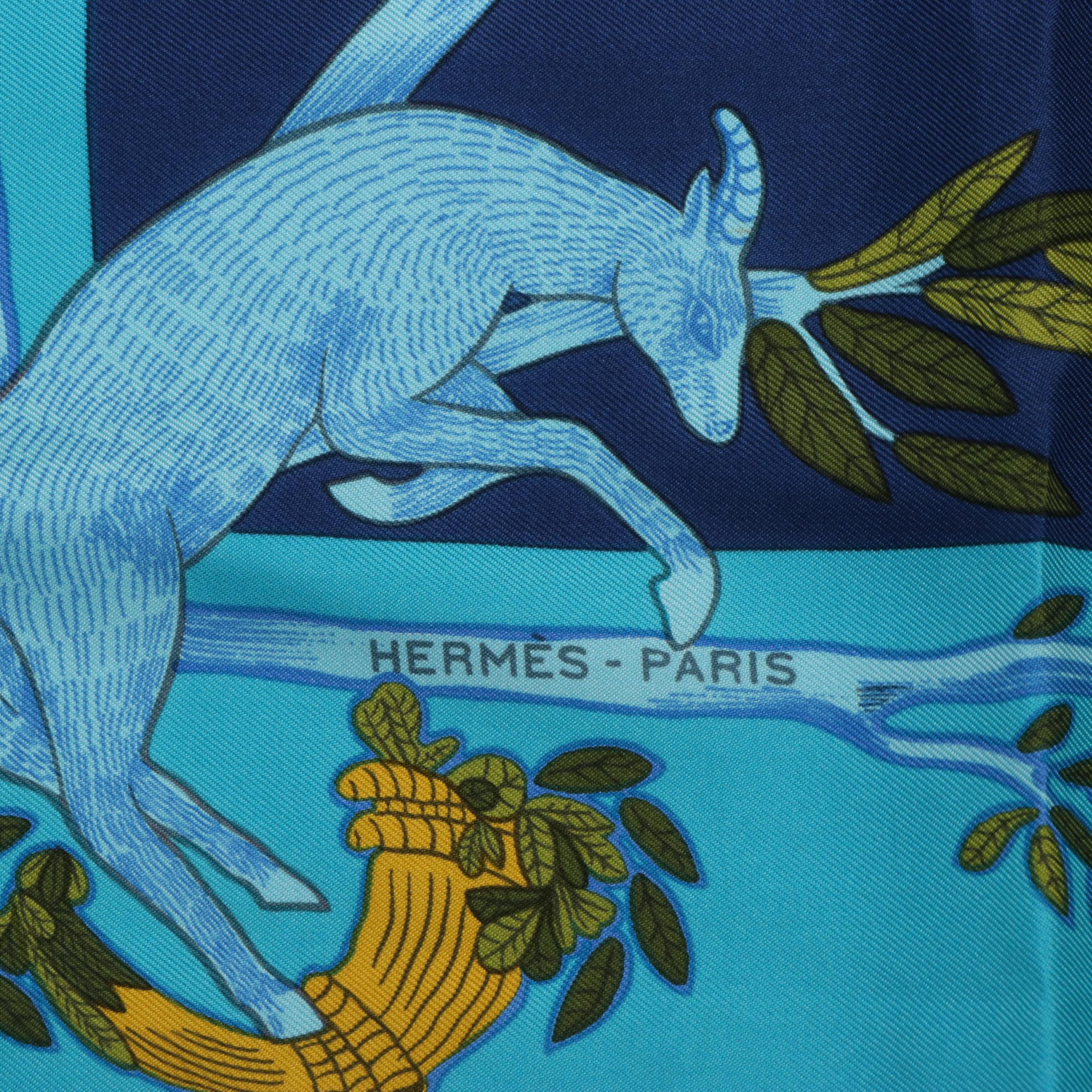 Hermès "Animal Alphabet Forest Dynamic" Silk Twill Scarf 90