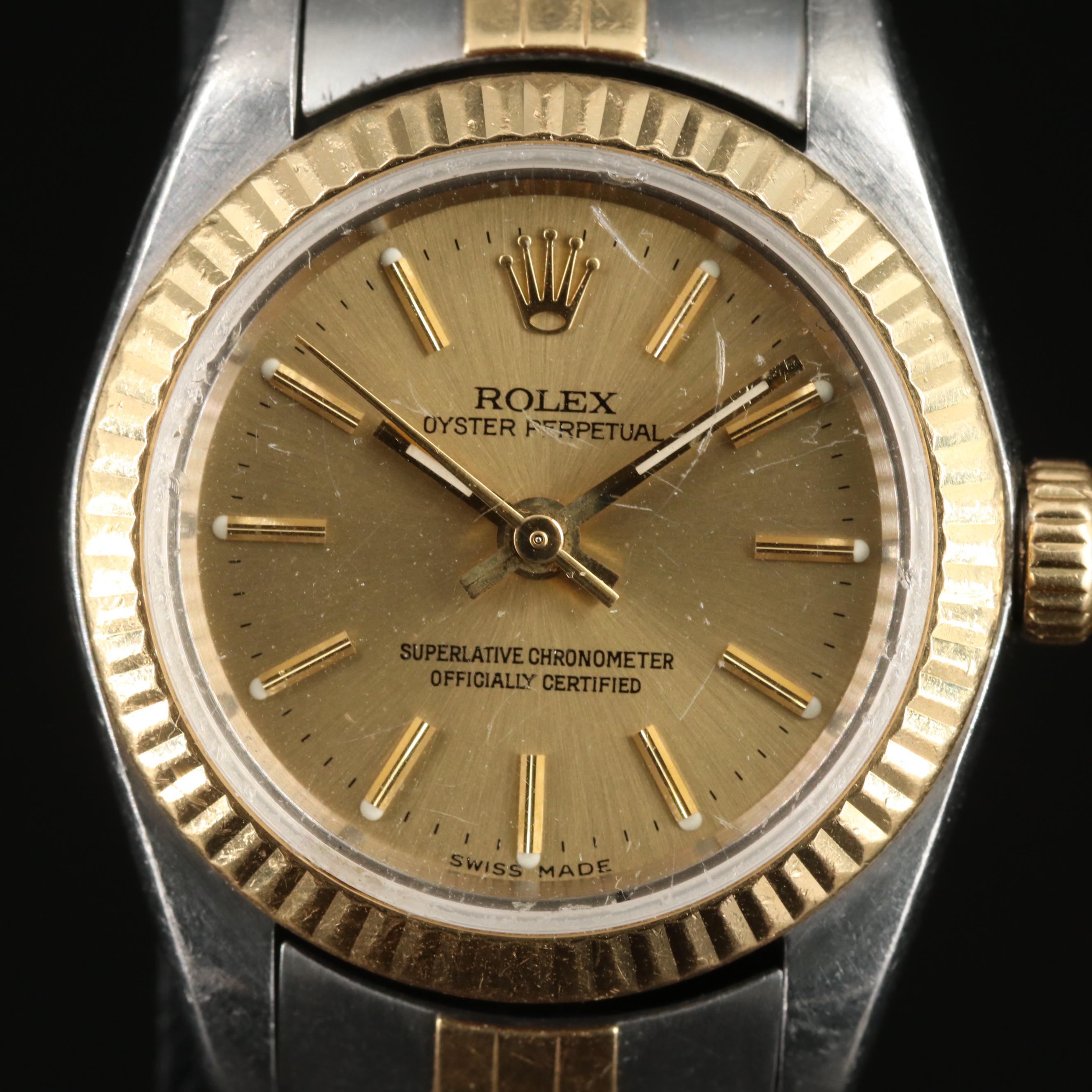 2005 Rolex Oyster Perpetual 25mm Gold & Steel Watch