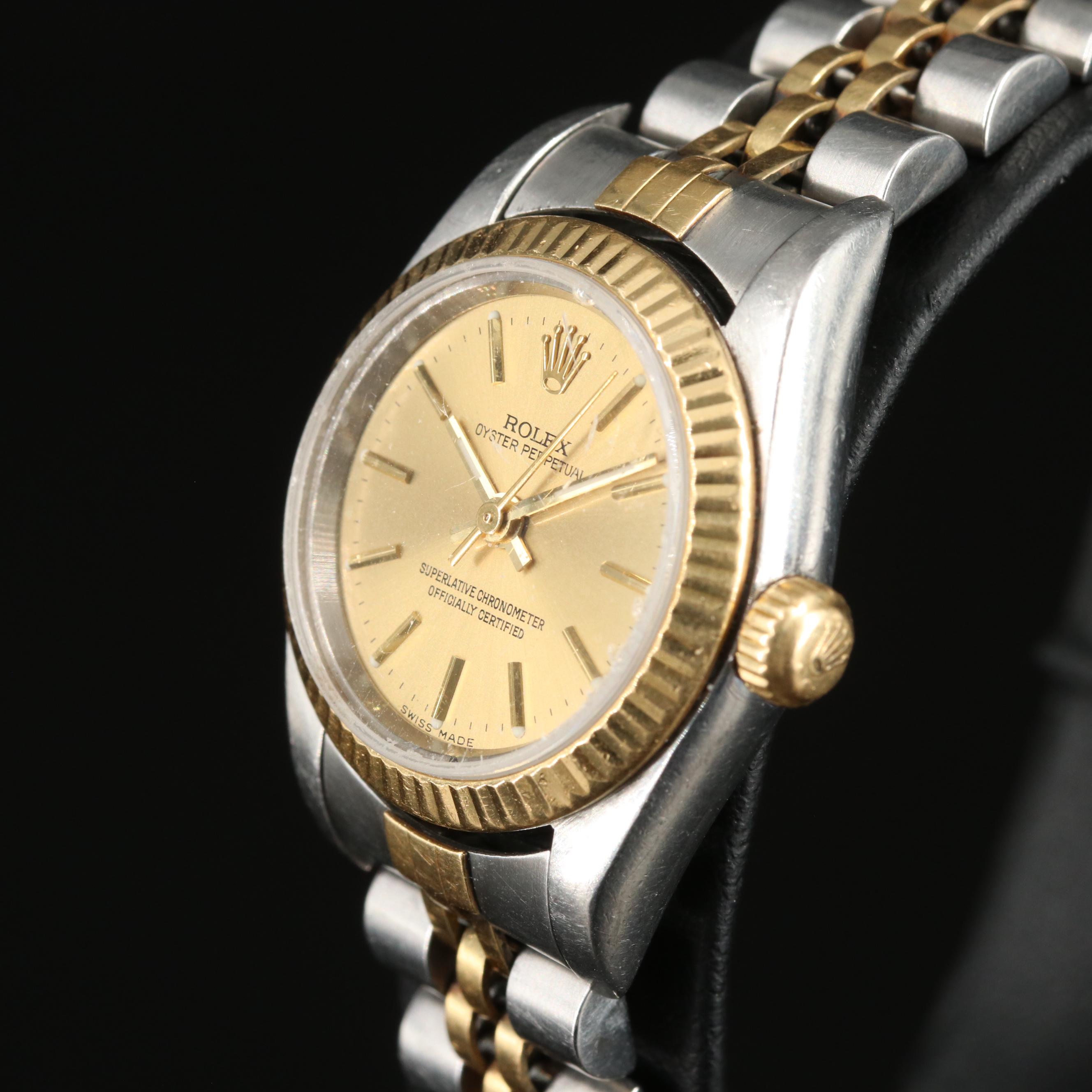 2005 Rolex Oyster Perpetual 25mm Gold & Steel Watch