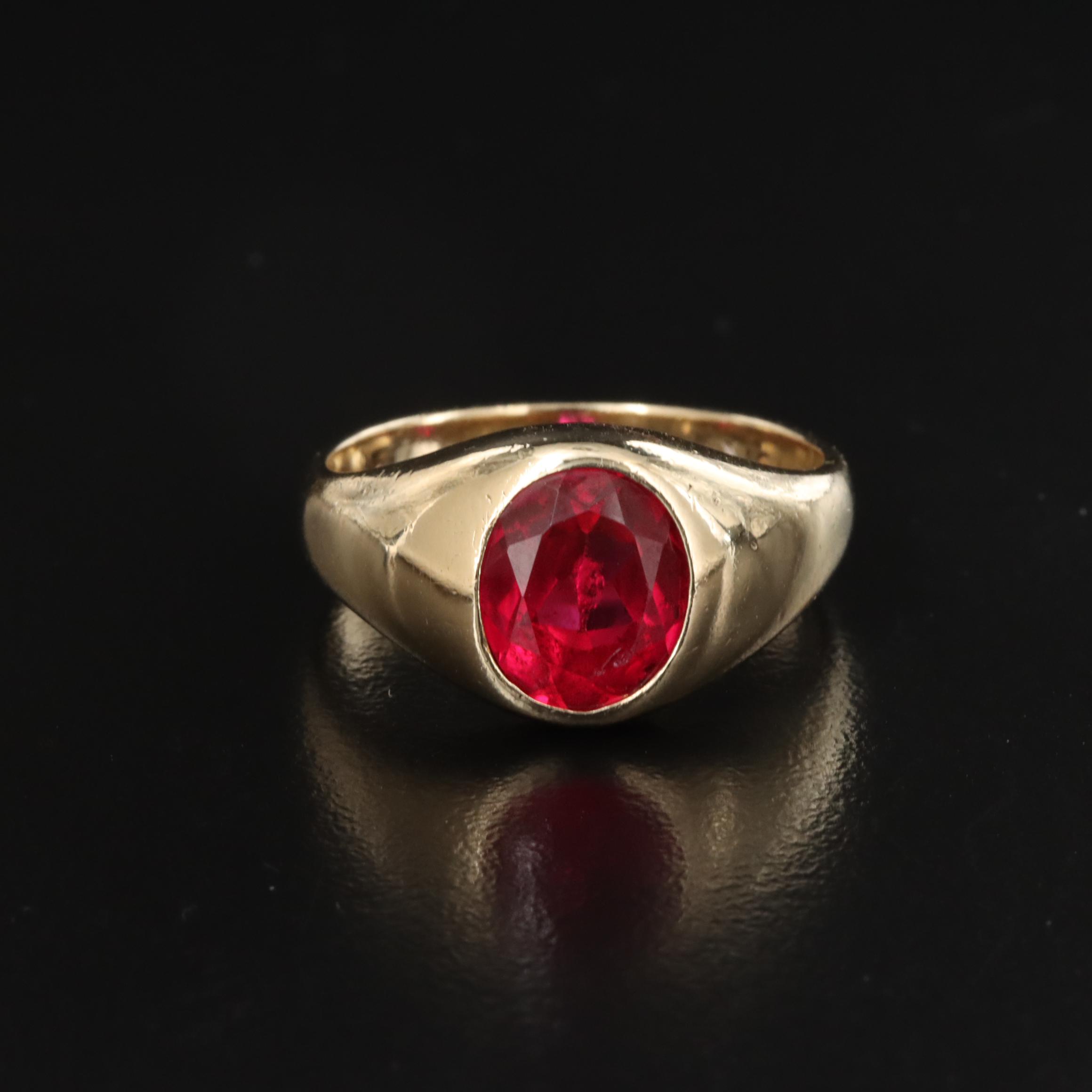Vintage 10K Ruby Flush Set Ring