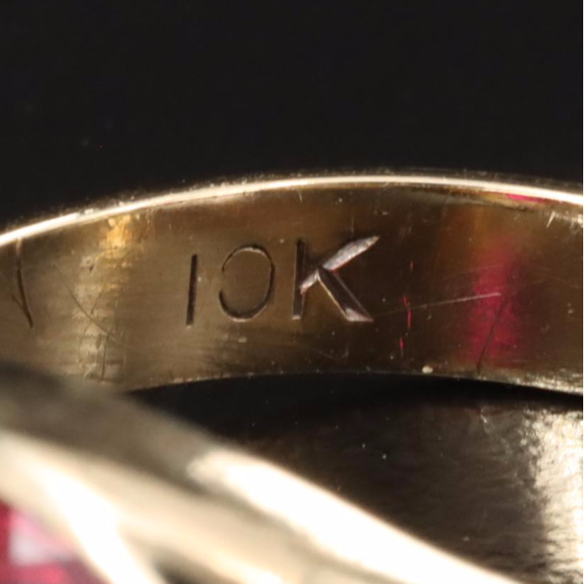 Vintage 10K Ruby Flush Set Ring