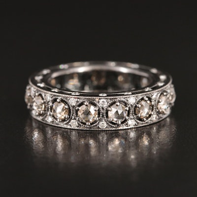 Gregg Ruth 18K 2.25 CTW Diamond Eternity Band including Fancy Brown Rose Cuts
