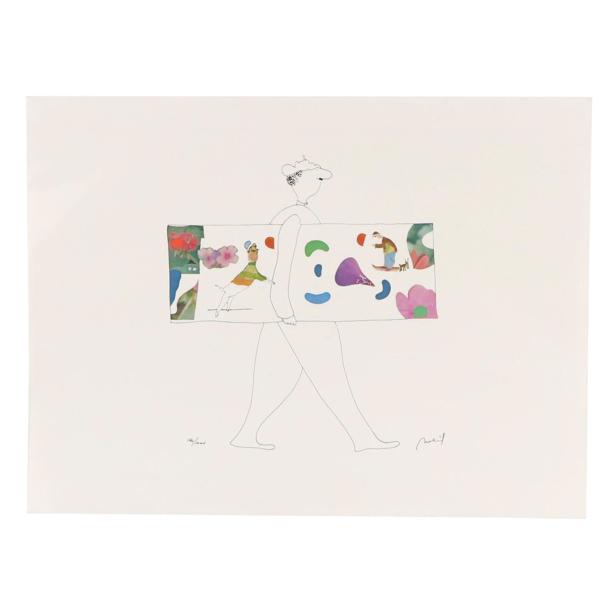 Robert Weil Offset Lithograph of Man Holding Painting