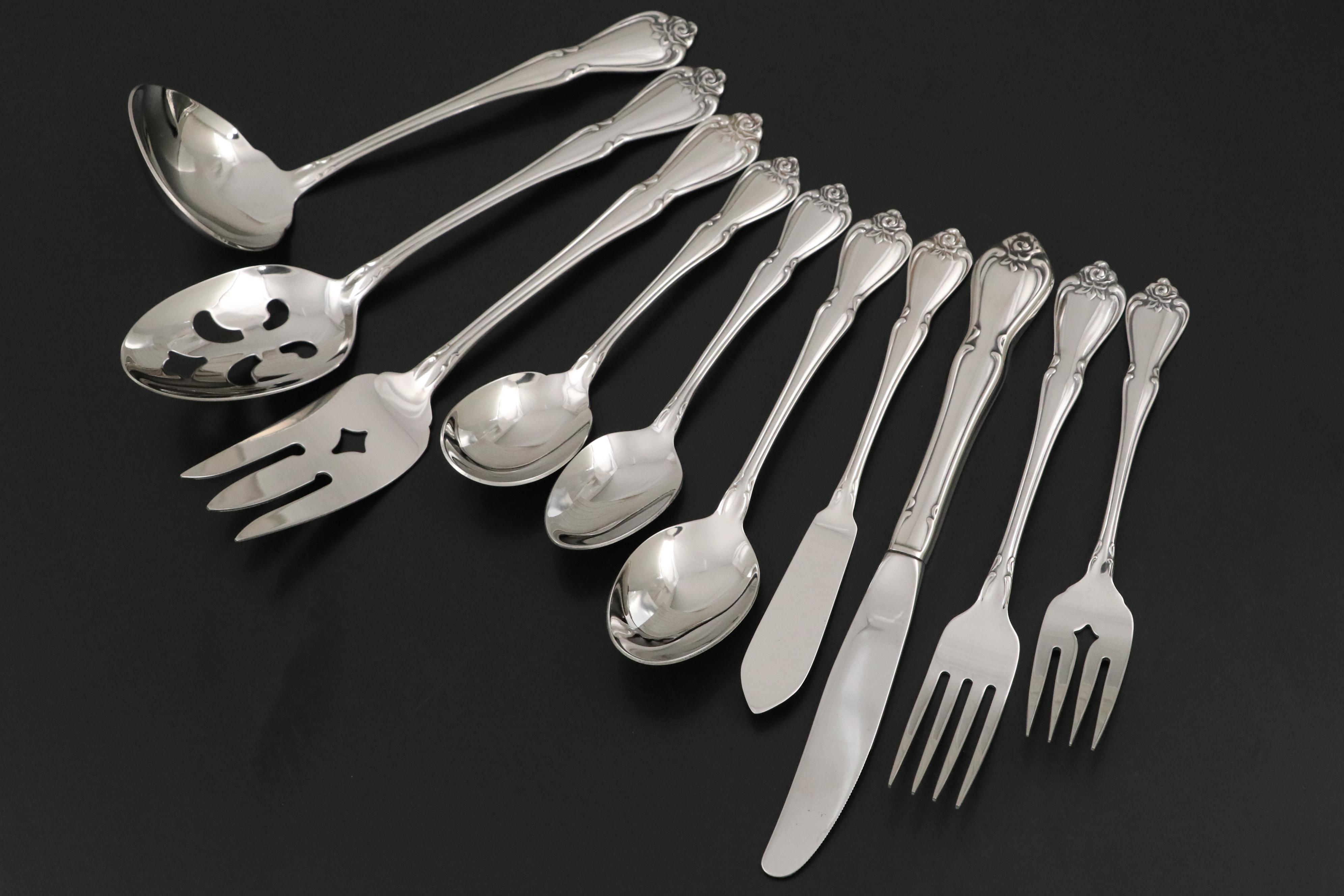Oneida "Arbor Rose-True Rose" Stainless Steel Flatware