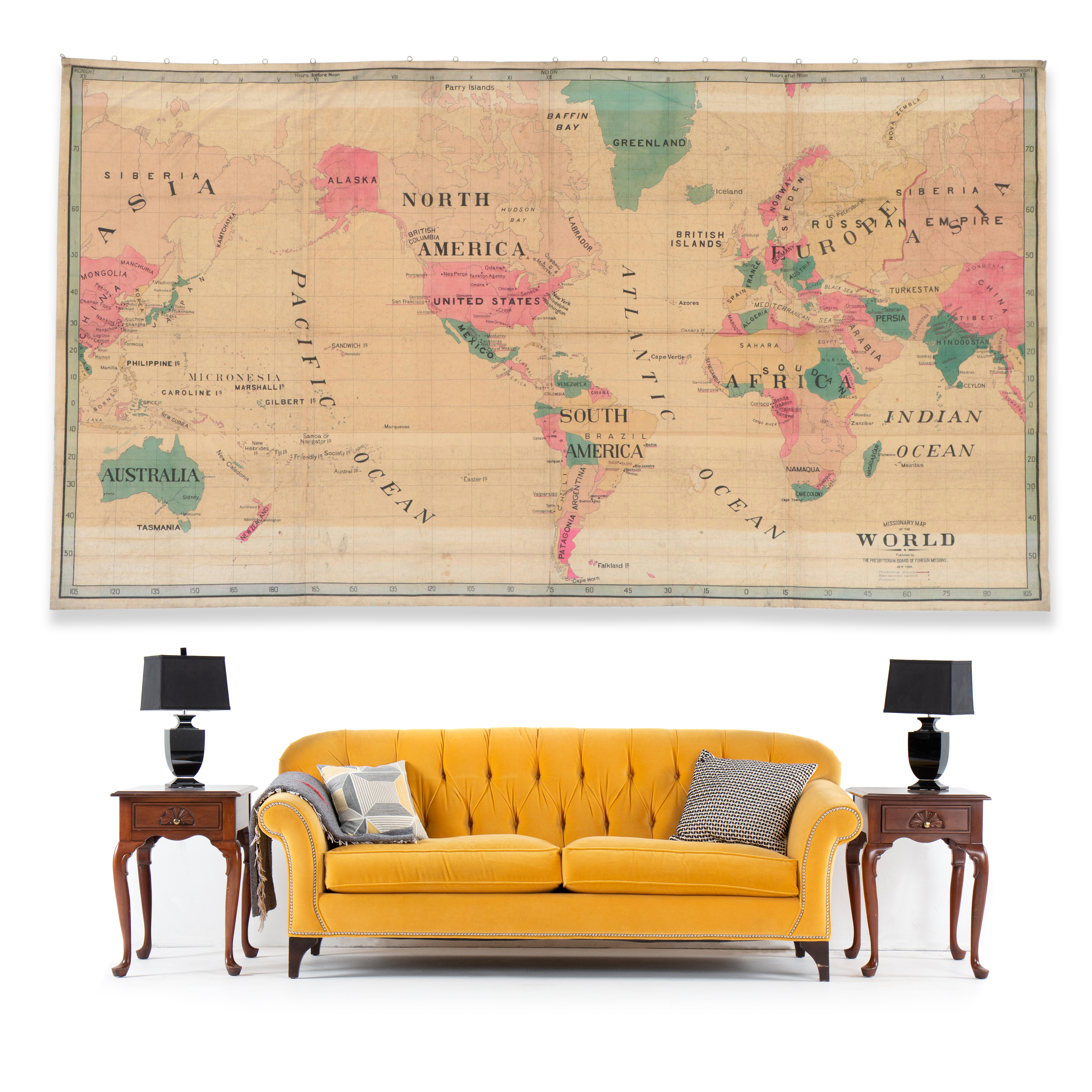 Large-Scale Presbyterian Board Foreign Missions "Missionary Map of the World"