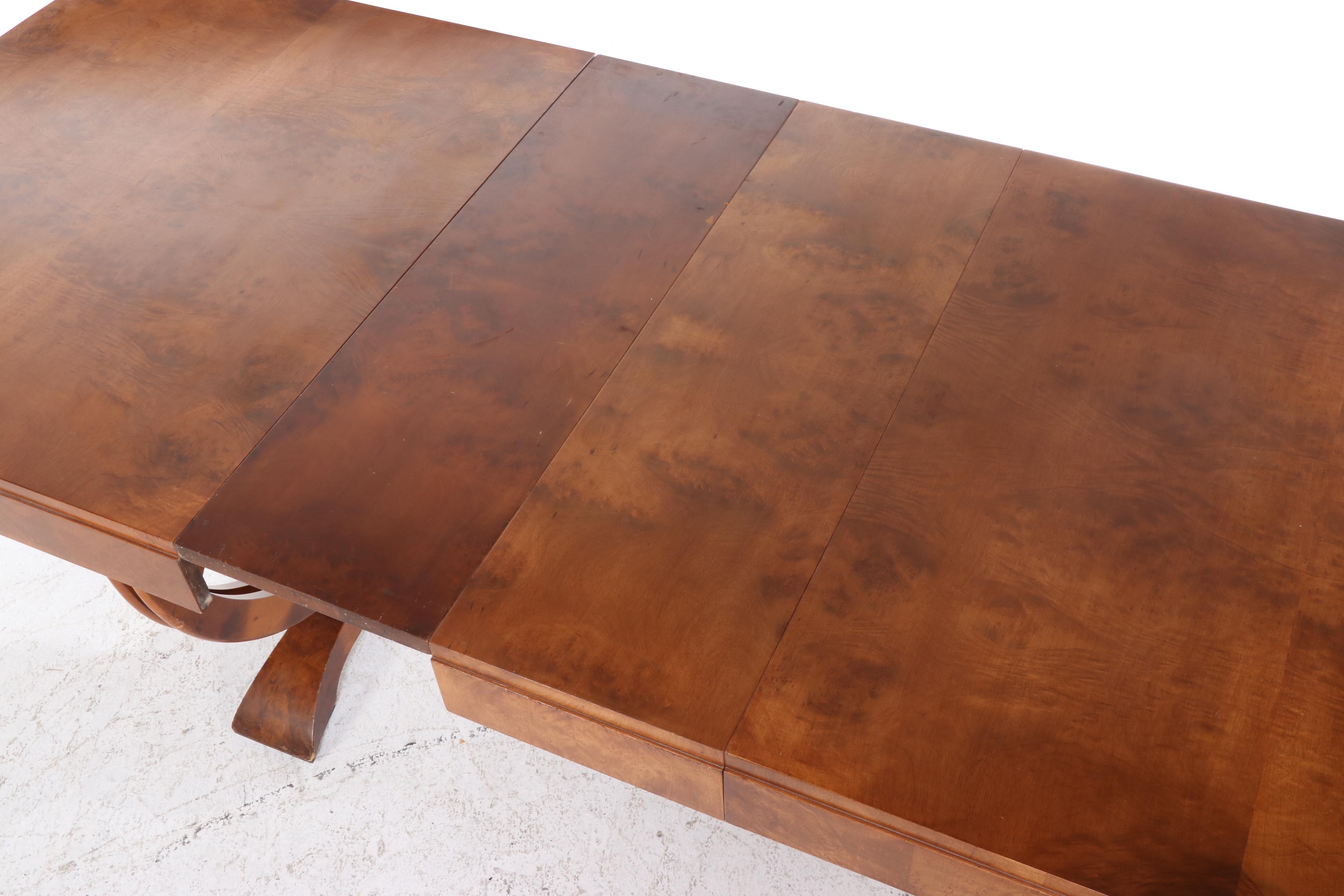 Saginaw Furniture Shops Art Deco Burl Walnut Dining Table & Six Amisco Chairs